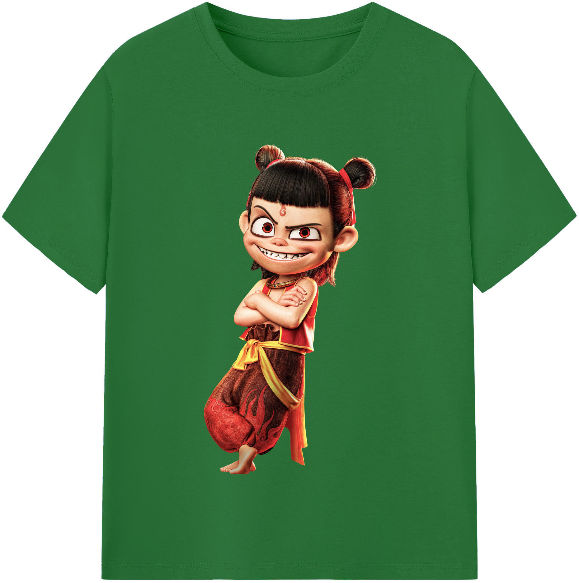 （画像用） Ne Zha 2 ナタ 魔童の大暴れ 綿100％半袖Tシャツ（フロントプリント）