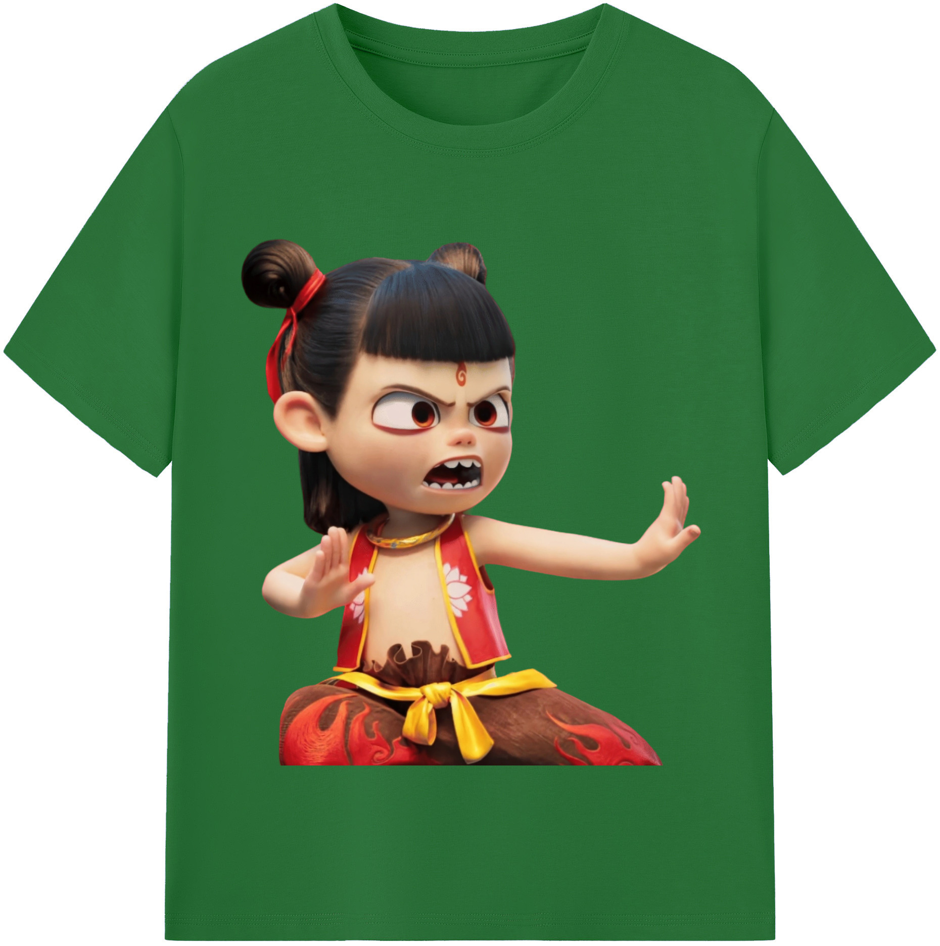 （画像用） Ne Zha 2 ナタ 魔童の大暴れ 綿100％半袖Tシャツ（フロントプリント）