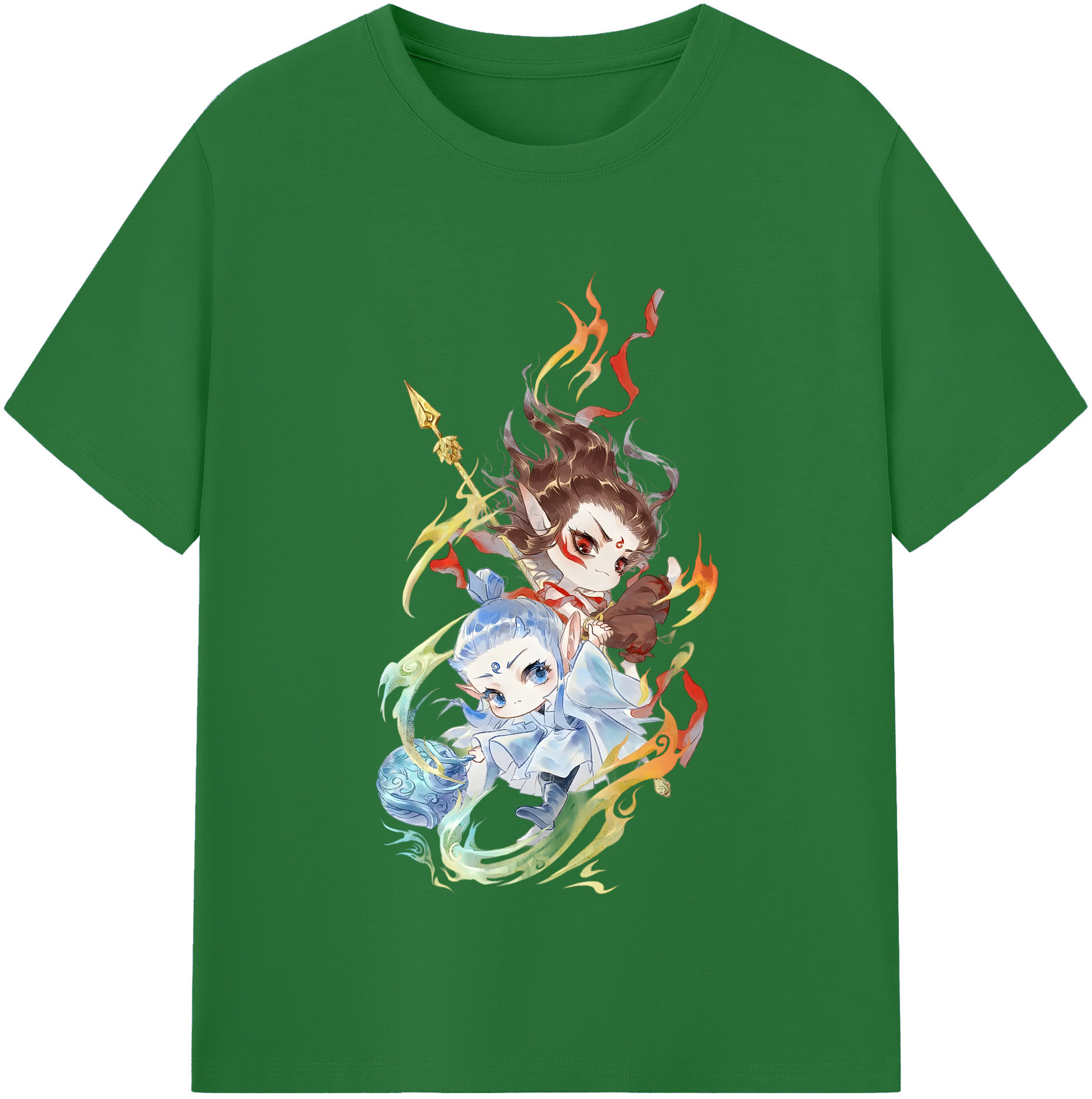 （画像用） Ne Zha 2 ナタ 魔童の大暴れ 綿100％半袖Tシャツ（フロントプリント）