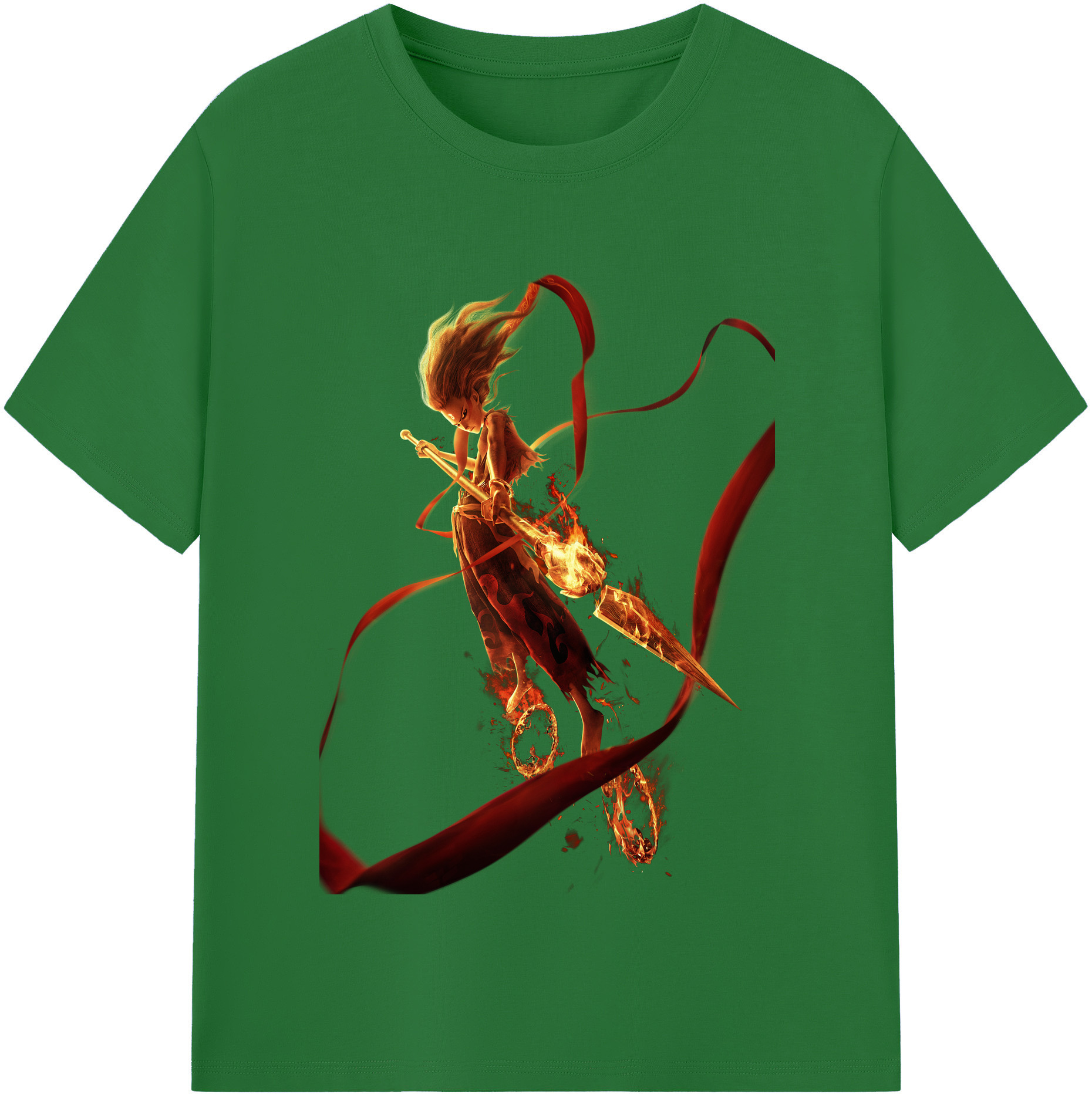 （画像用） Ne Zha 2 ナタ 魔童の大暴れ 綿100％半袖Tシャツ（フロントプリント）