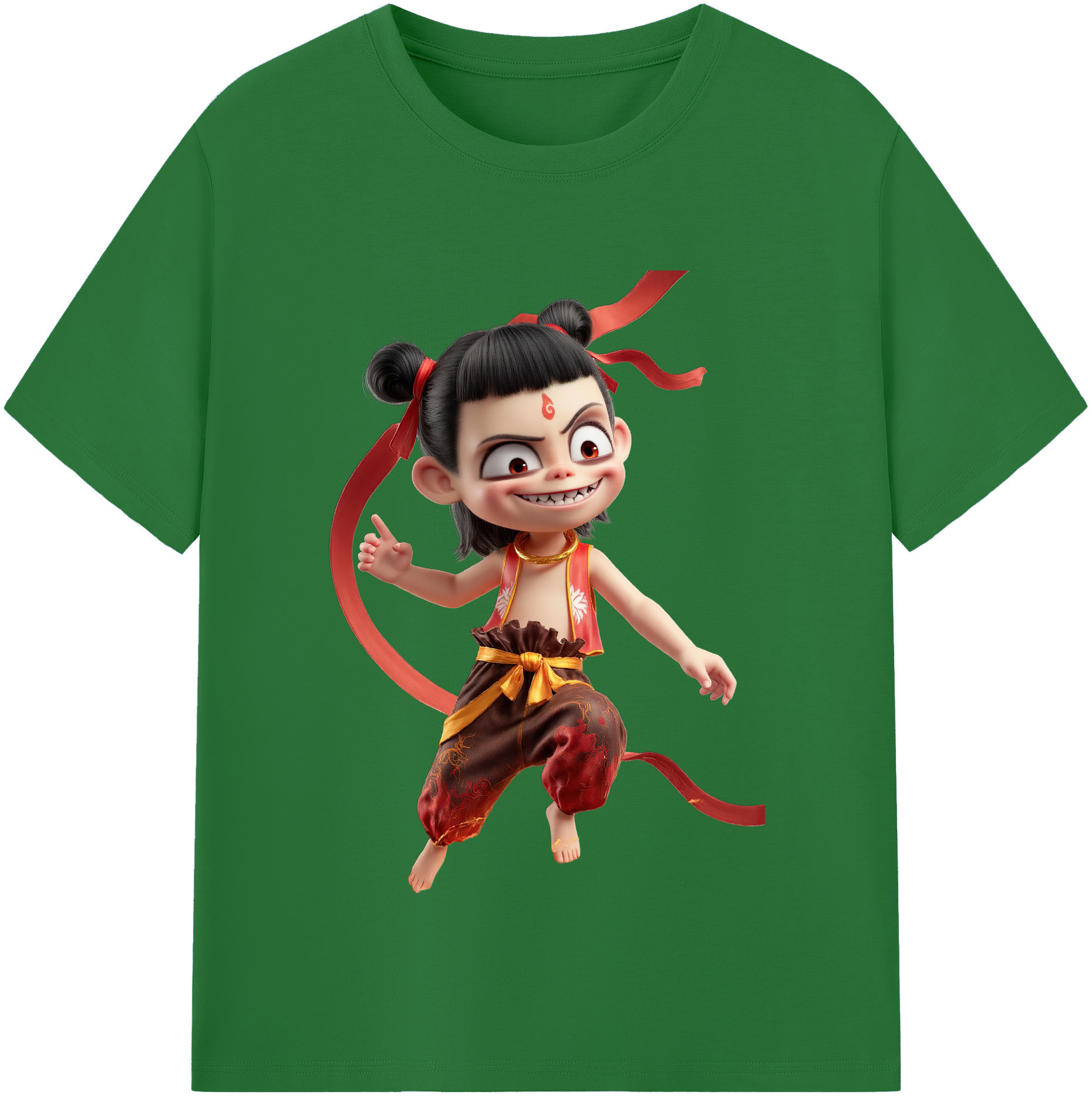 （画像用） Ne Zha 2 ナタ 魔童の大暴れ 綿100％半袖Tシャツ（フロントプリント）