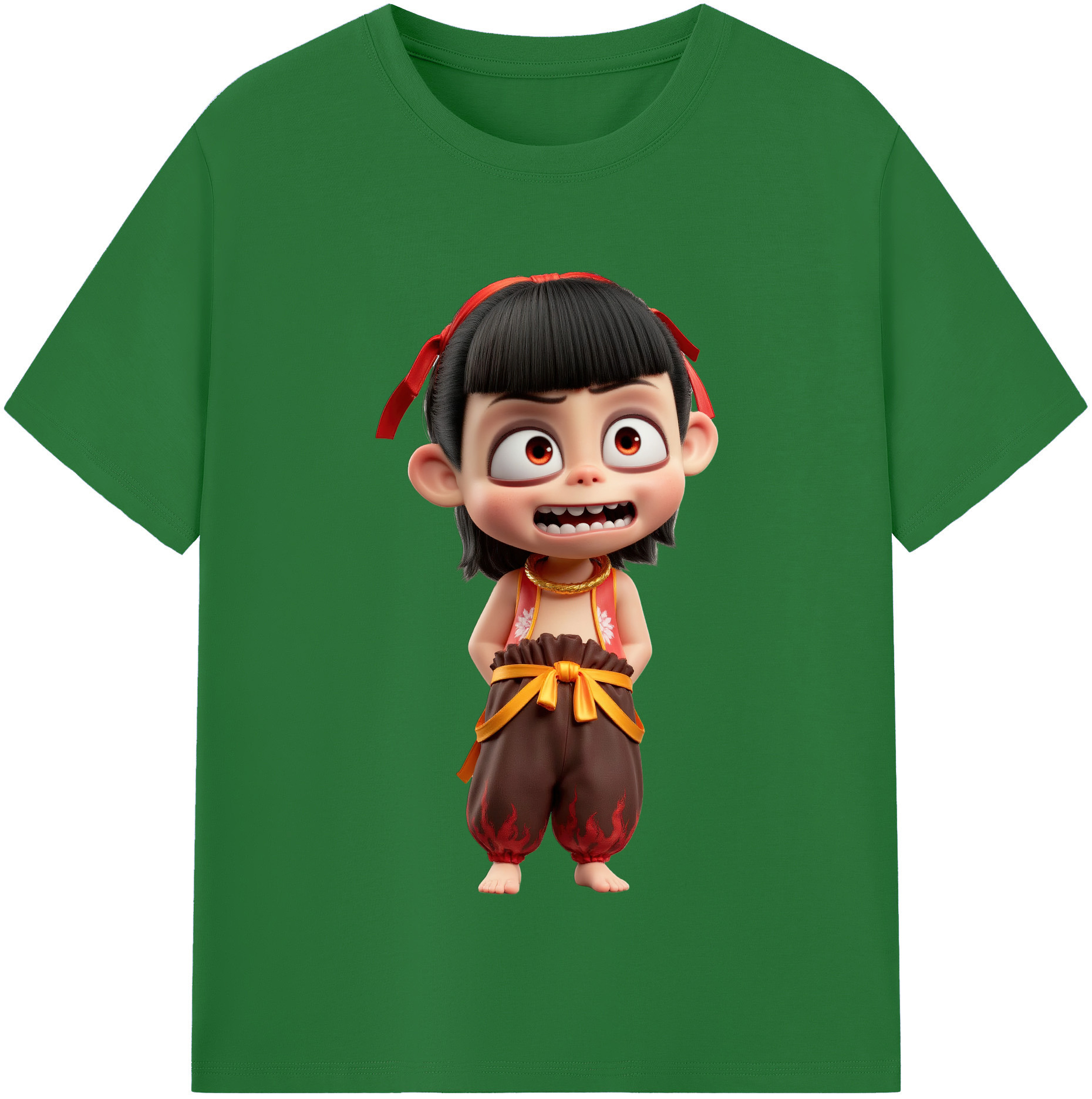 （画像用） Ne Zha 2 ナタ 魔童の大暴れ 綿100％半袖Tシャツ（フロントプリント）