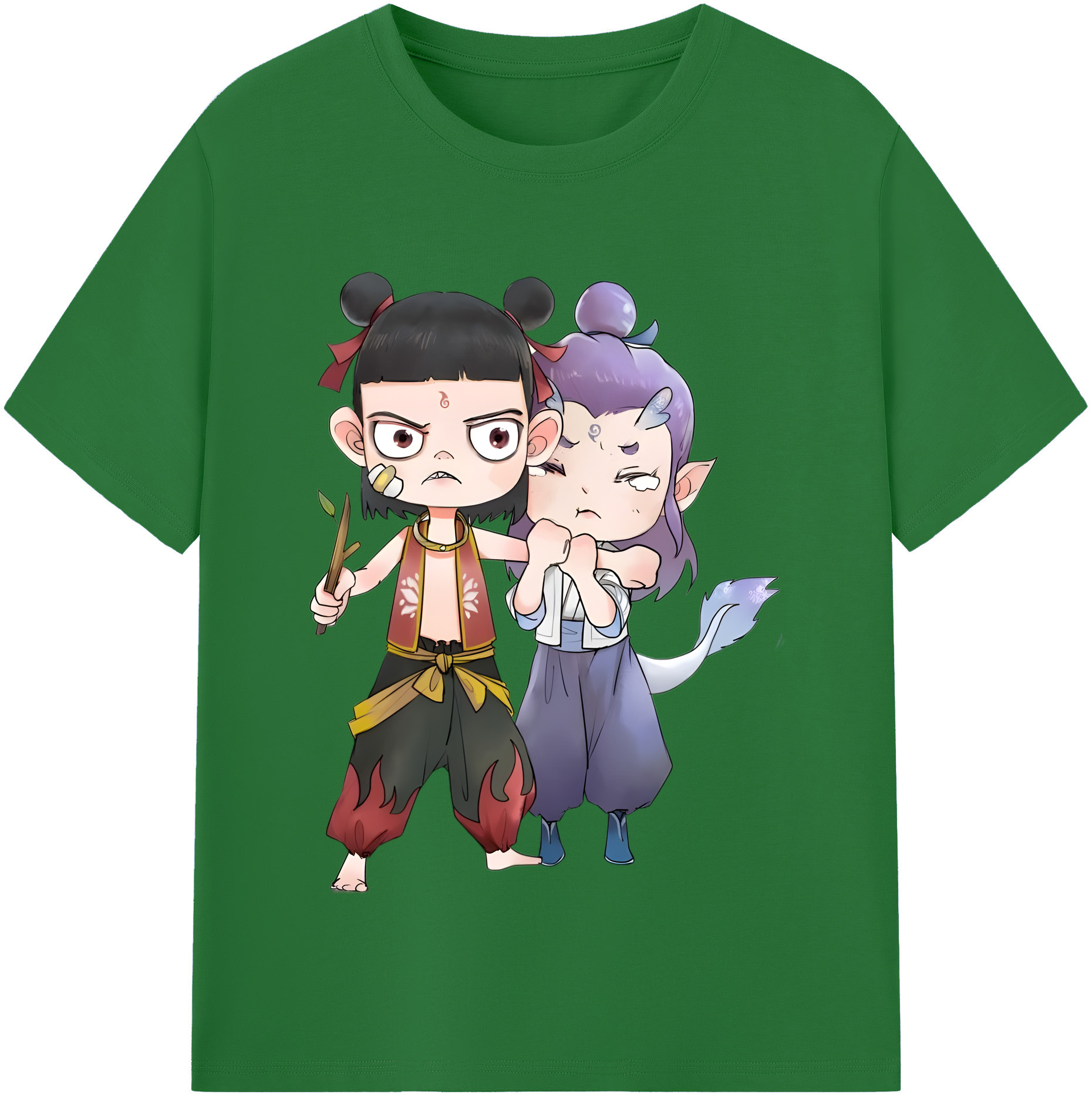 （画像用） Ne Zha 2 ナタ 魔童の大暴れ 綿100％半袖Tシャツ（フロントプリント）