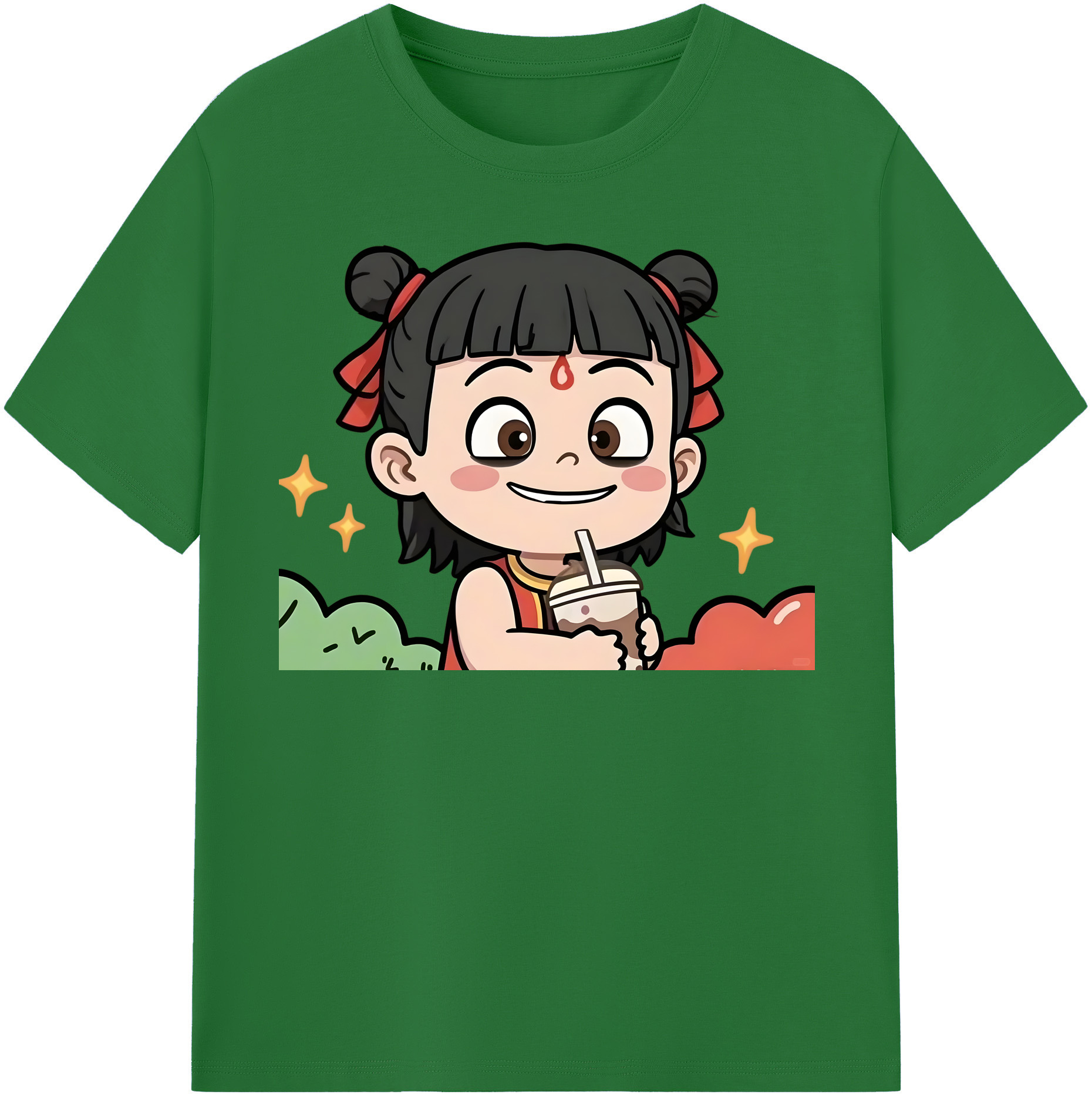 （画像用） Ne Zha 2 ナタ 魔童の大暴れ 綿100％半袖Tシャツ（フロントプリント）
