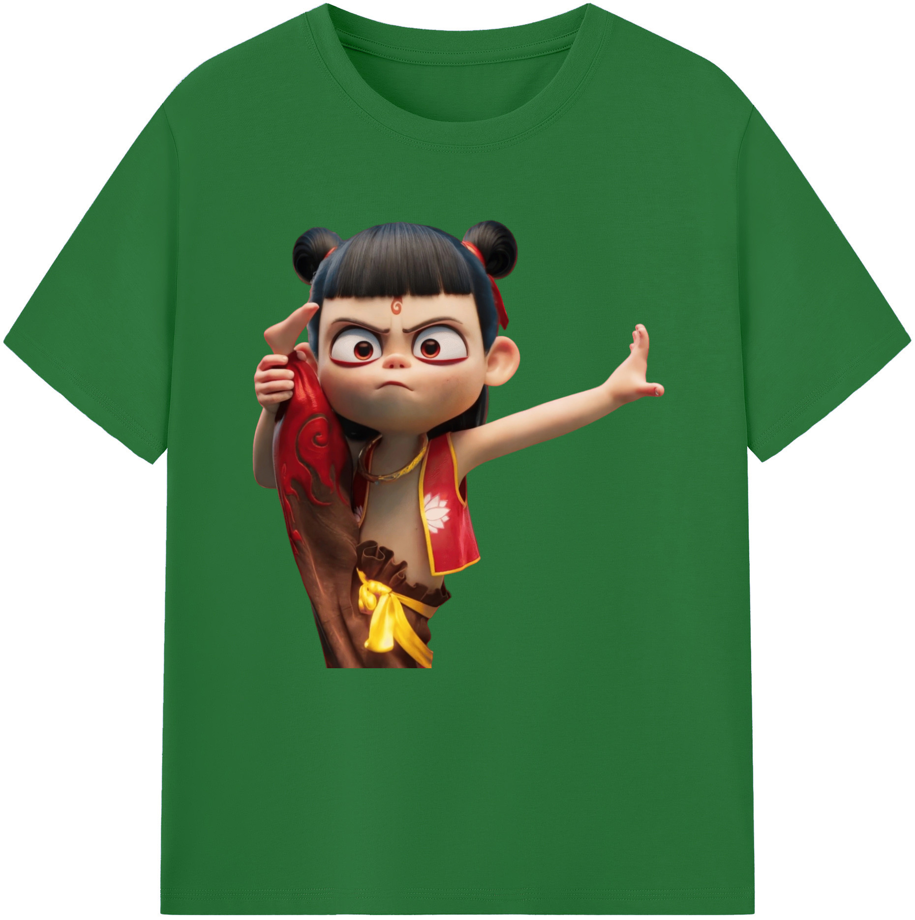 （画像用） Ne Zha 2 ナタ 魔童の大暴れ 綿100％半袖Tシャツ（フロントプリント）