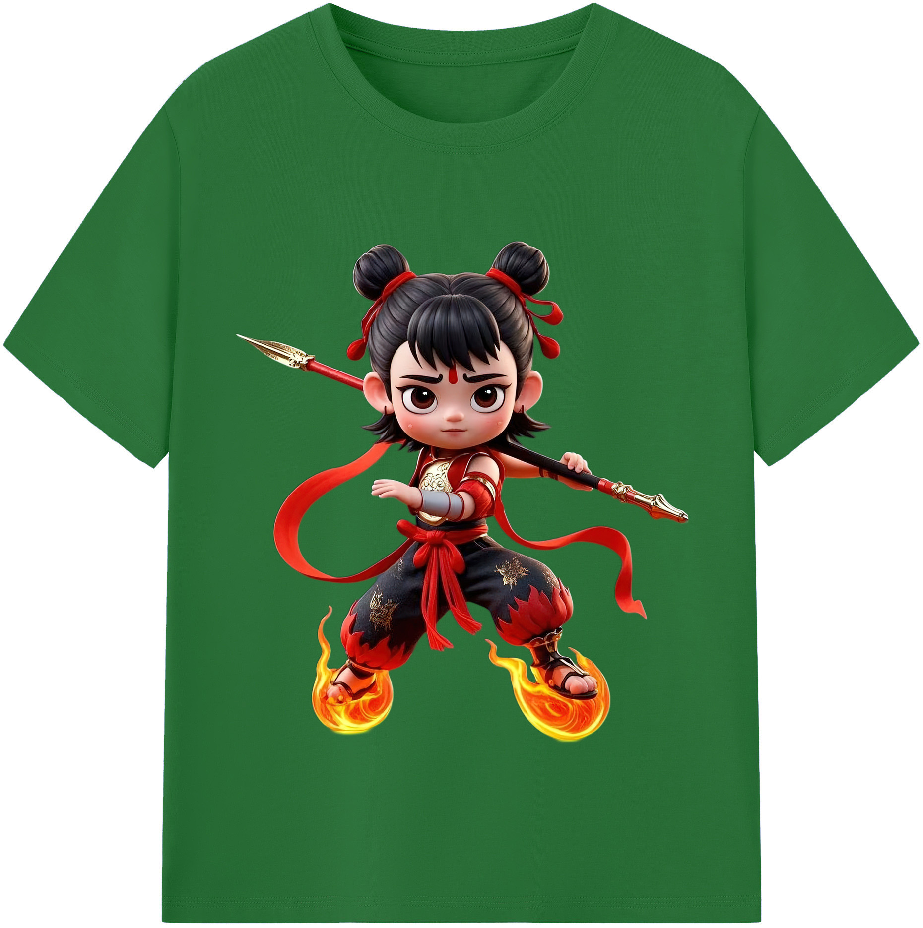 （画像用） Ne Zha 2 ナタ 魔童の大暴れ 綿100％半袖Tシャツ（フロントプリント）