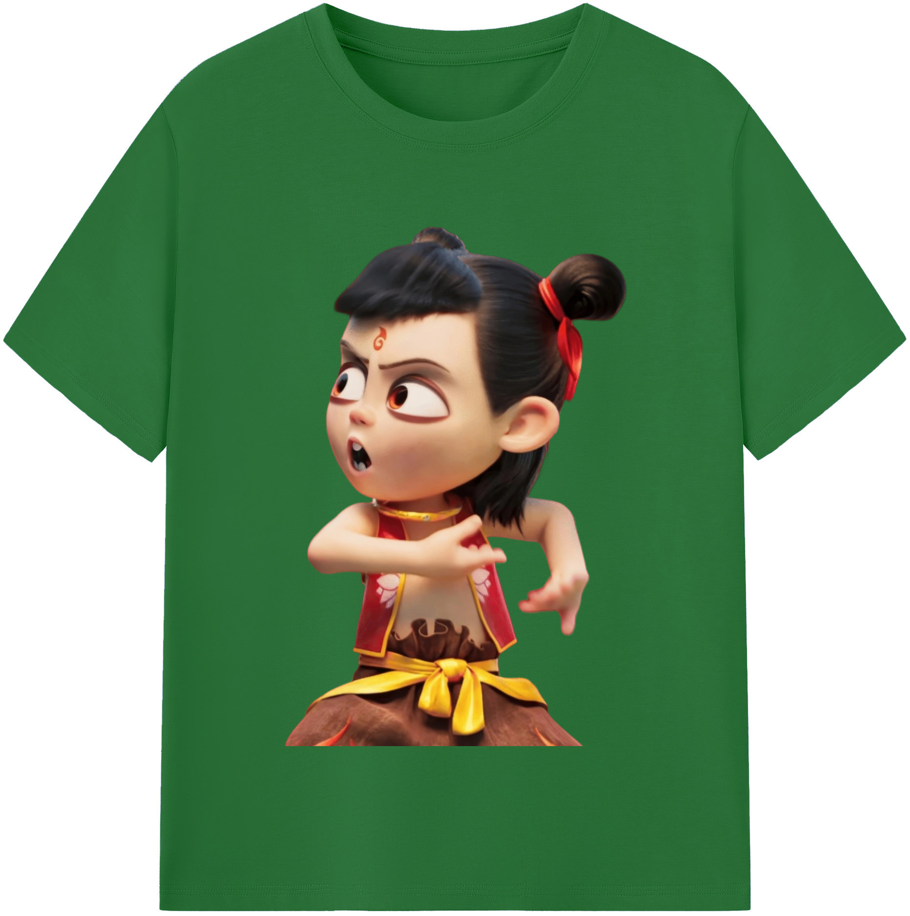 （画像用） Ne Zha 2 ナタ 魔童の大暴れ 綿100％半袖Tシャツ（フロントプリント）