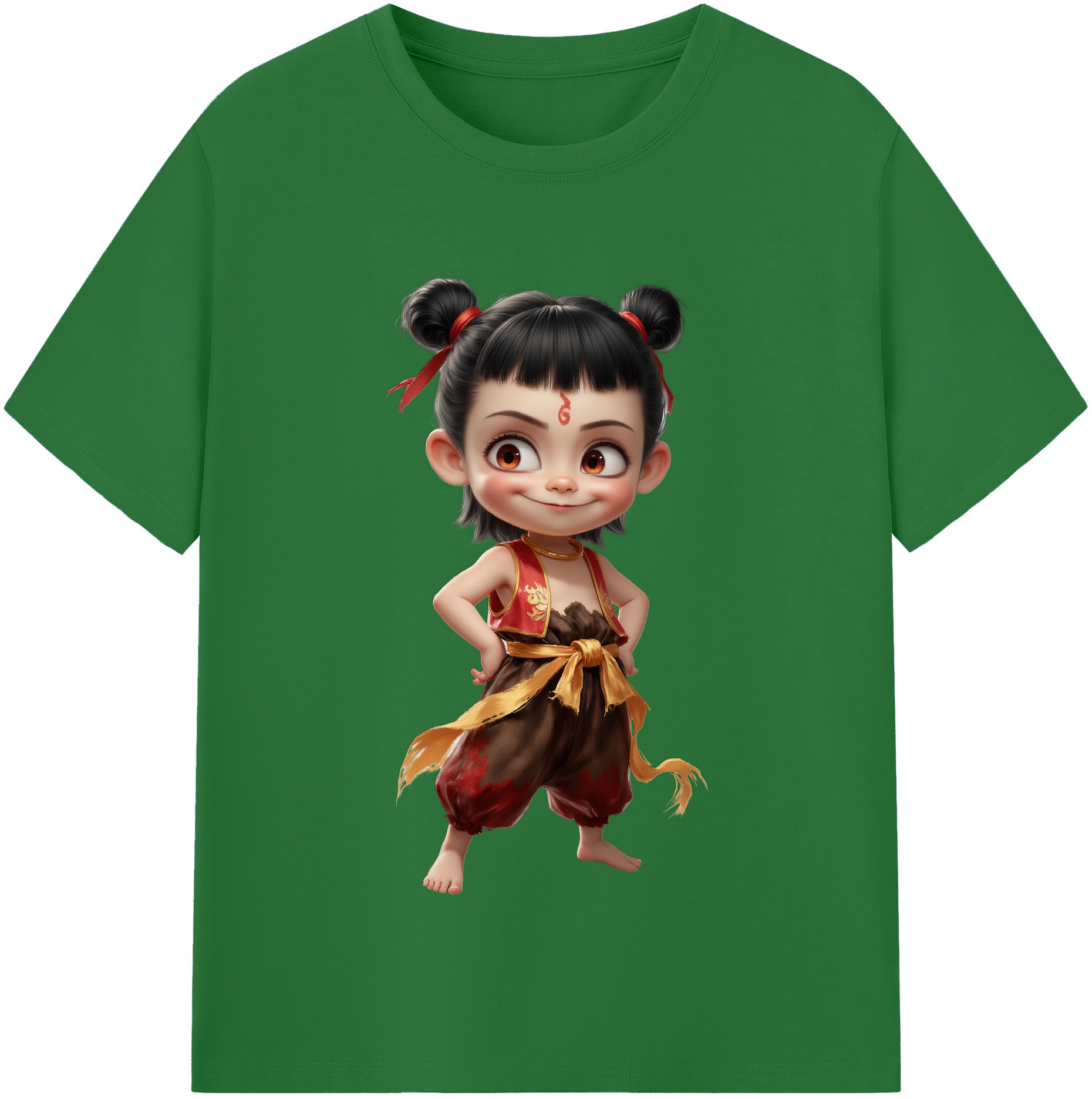 （画像用） Ne Zha 2 ナタ 魔童の大暴れ 綿100％半袖Tシャツ（フロントプリント）