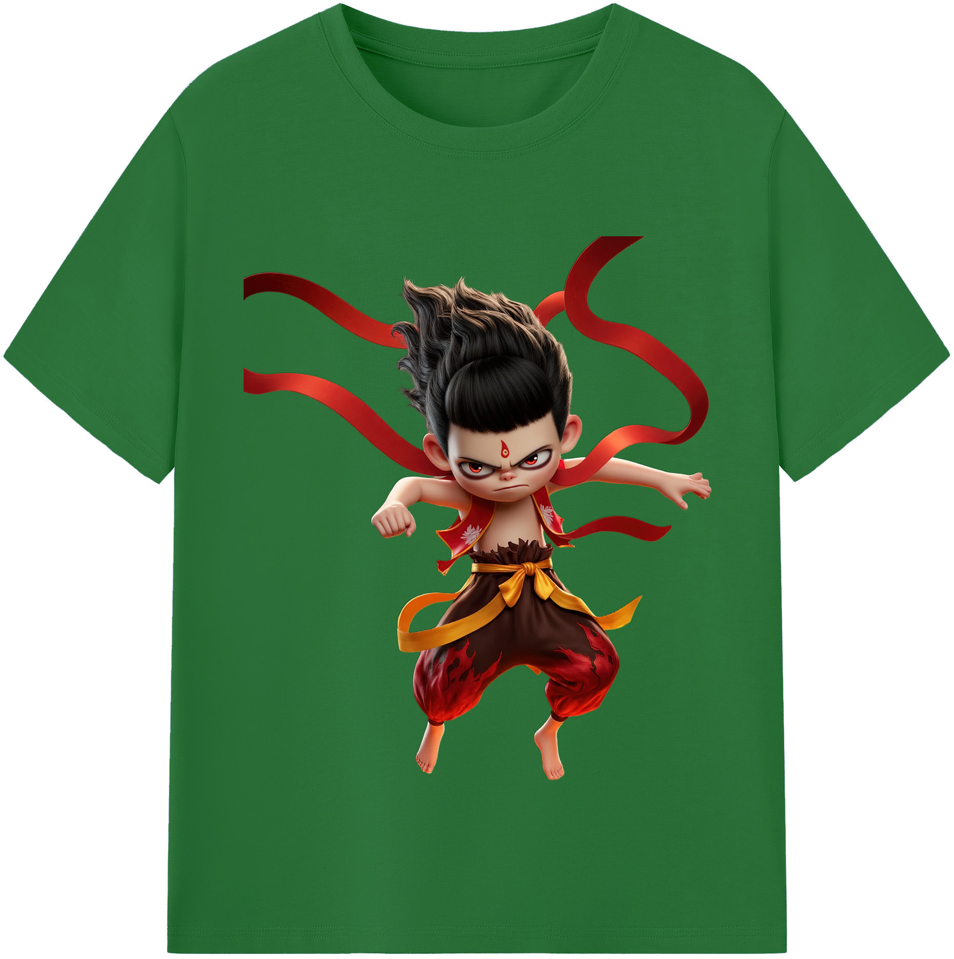 （画像用） Ne Zha 2 ナタ 魔童の大暴れ 綿100％半袖Tシャツ（フロントプリント）