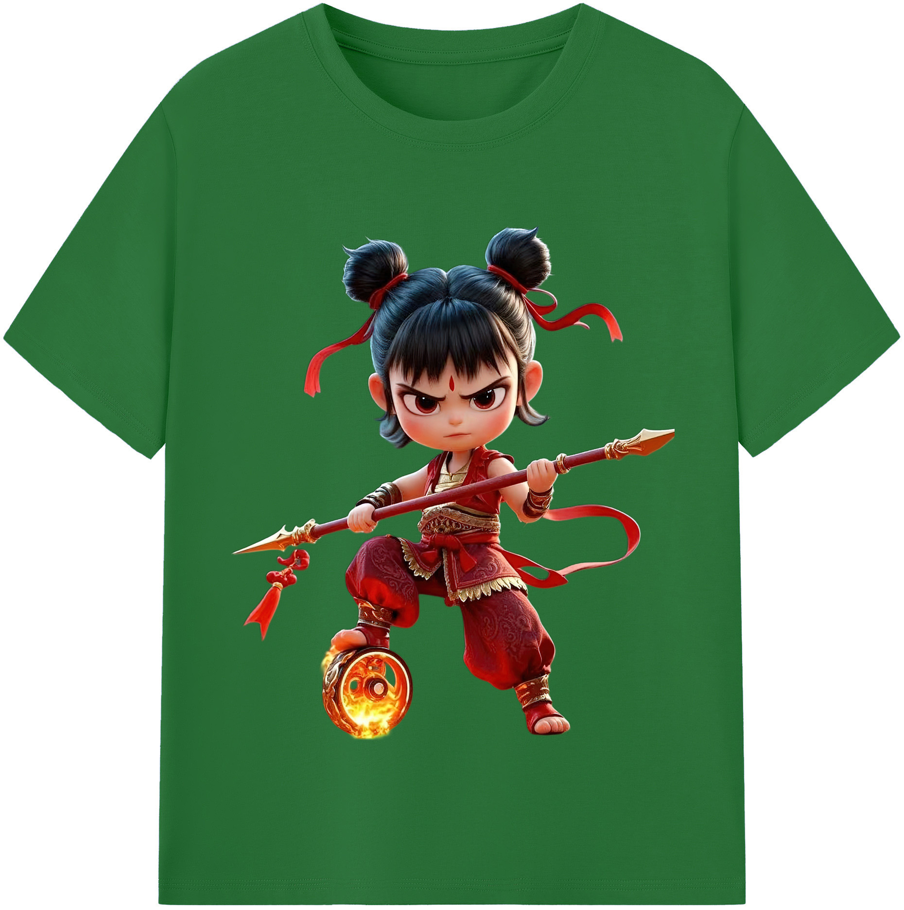 （画像用） Ne Zha 2 ナタ 魔童の大暴れ 綿100％半袖Tシャツ（フロントプリント）