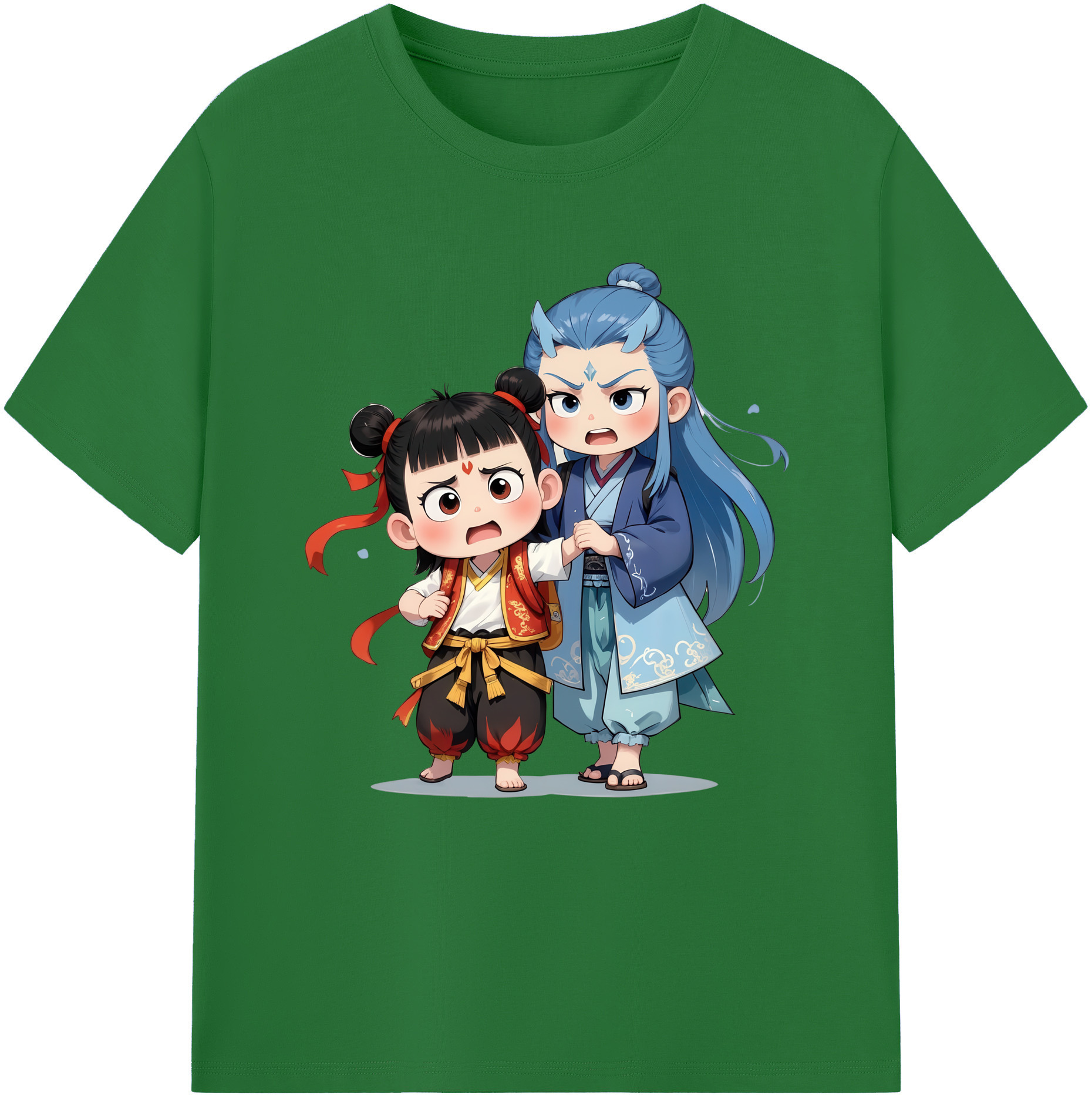 （画像用） Ne Zha 2 ナタ 魔童の大暴れ 綿100％半袖Tシャツ（フロントプリント）