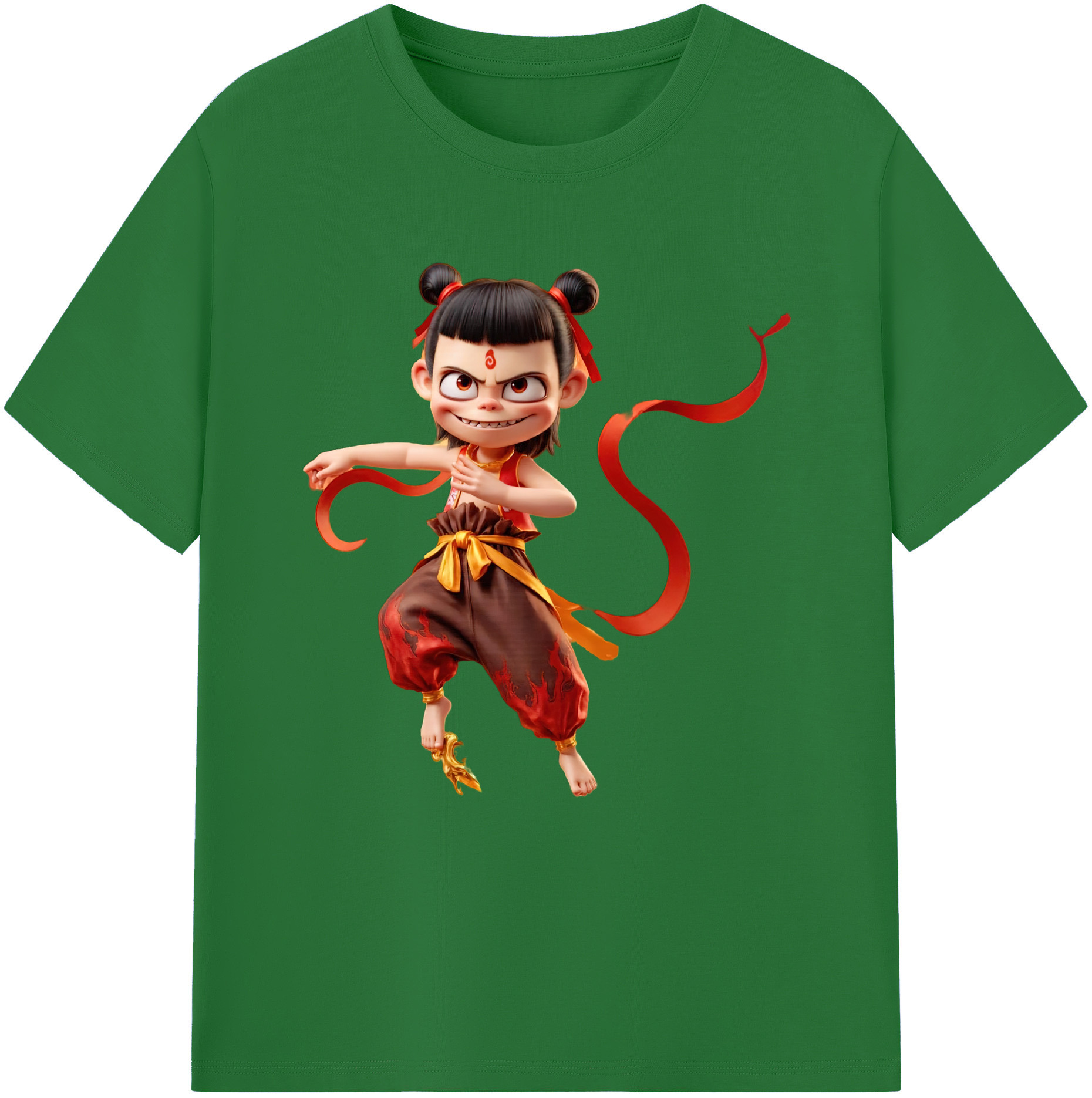 （画像用） Ne Zha 2 ナタ 魔童の大暴れ 綿100％半袖Tシャツ（フロントプリント）