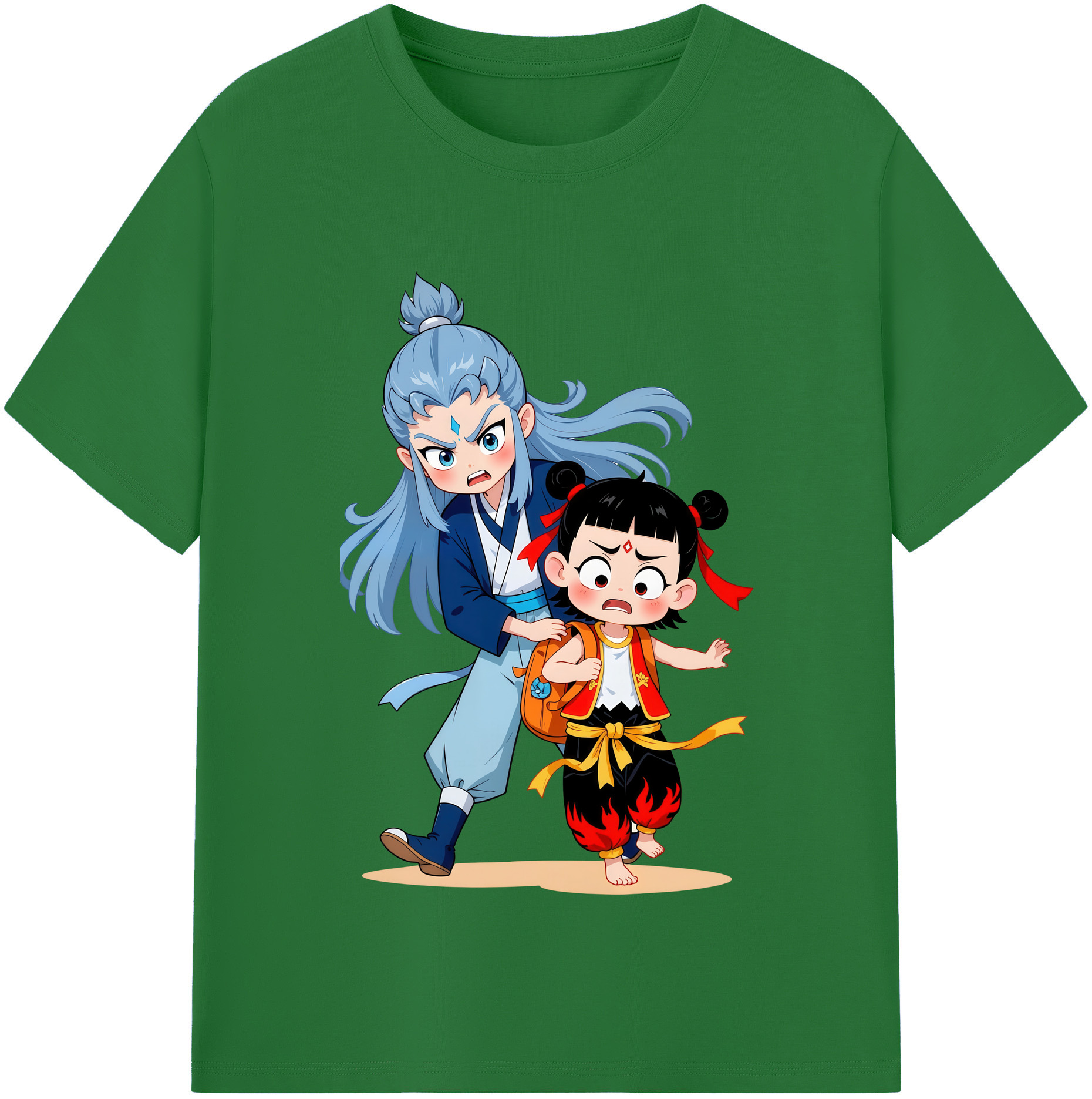 （画像用） Ne Zha 2 ナタ 魔童の大暴れ 綿100％半袖Tシャツ（フロントプリント）