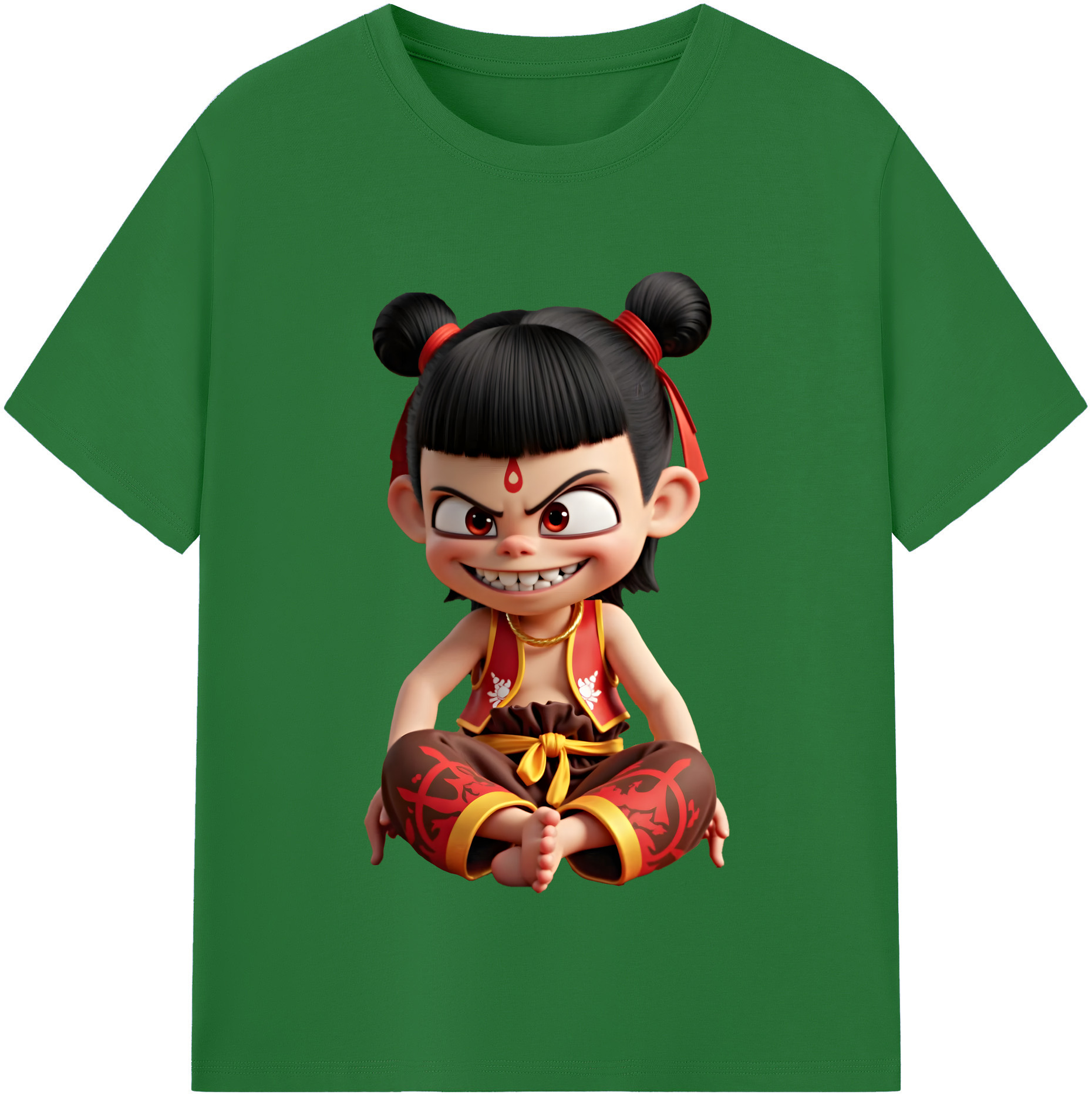 （画像用） Ne Zha 2 ナタ 魔童の大暴れ 綿100％半袖Tシャツ（フロントプリント）
