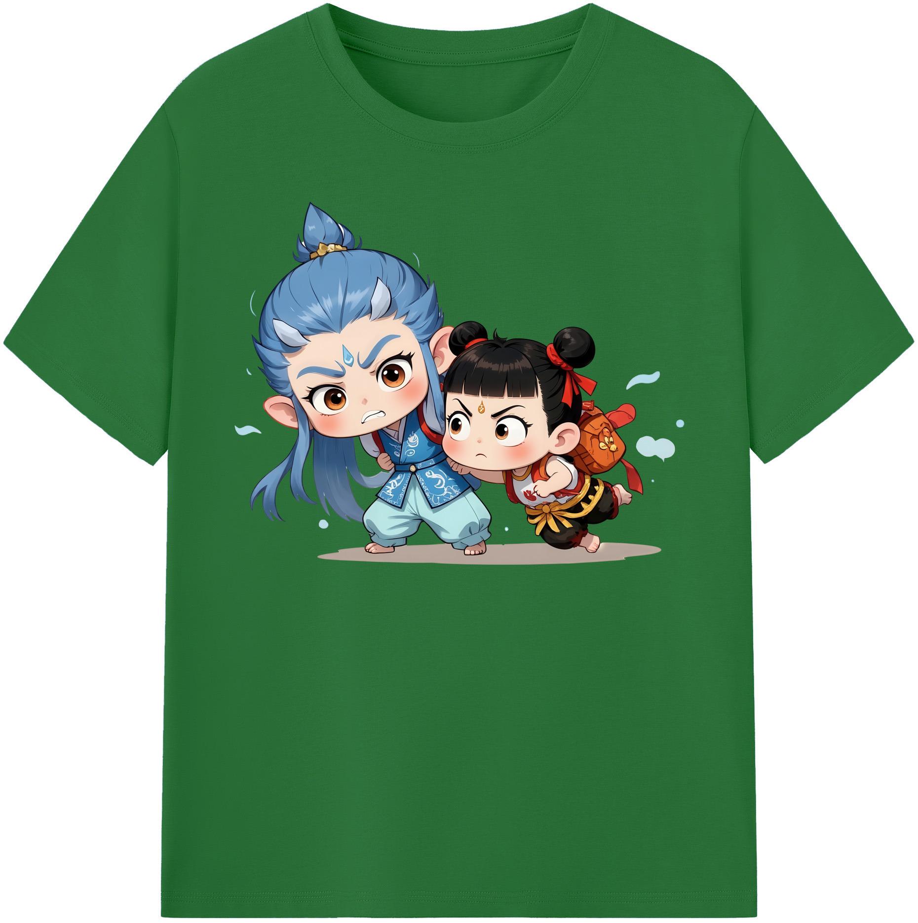 （画像用） Ne Zha 2 ナタ 魔童の大暴れ 綿100％半袖Tシャツ（フロントプリント）