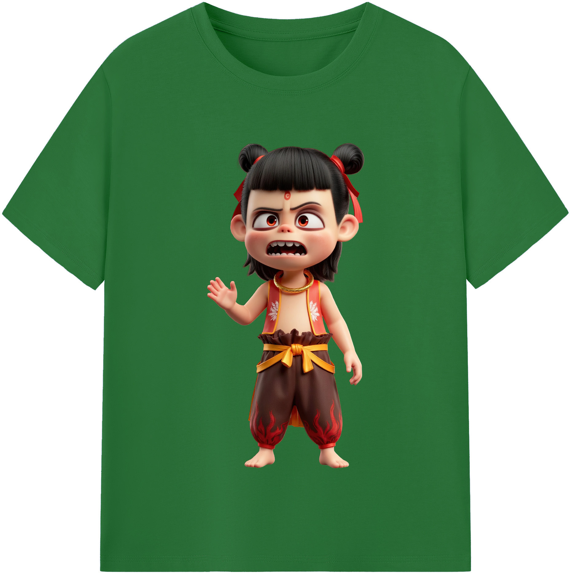 （画像用） Ne Zha 2 ナタ 魔童の大暴れ 綿100％半袖Tシャツ（フロントプリント）