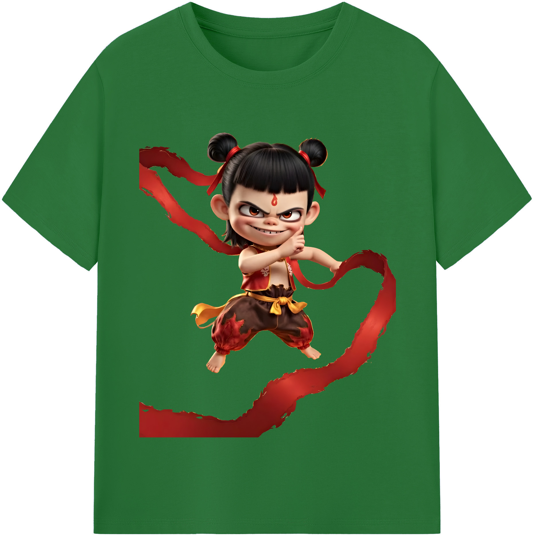 （画像用） Ne Zha 2 ナタ 魔童の大暴れ 綿100％半袖Tシャツ（フロントプリント）
