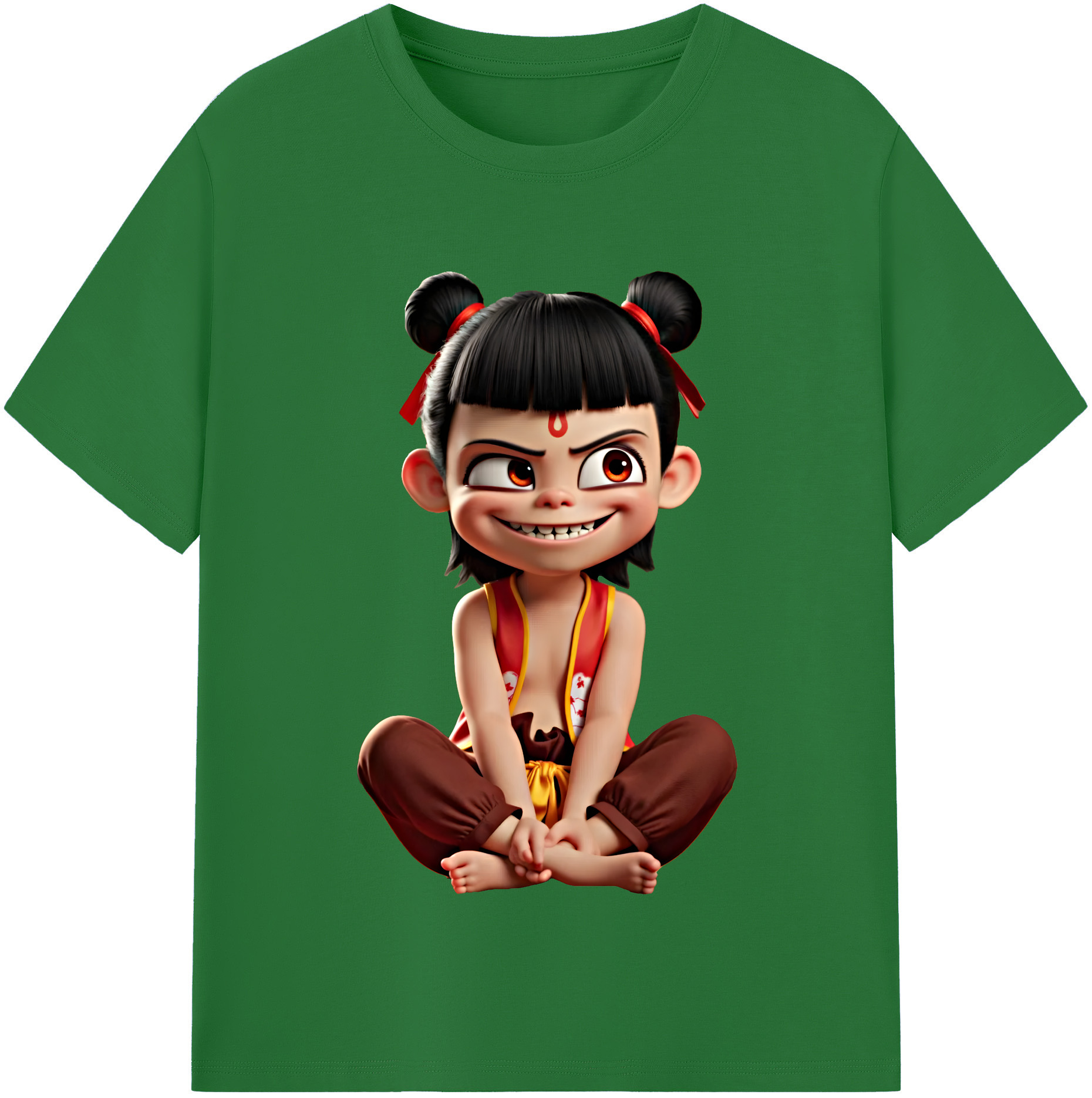 （画像用） Ne Zha 2 ナタ 魔童の大暴れ 綿100％半袖Tシャツ（フロントプリント）