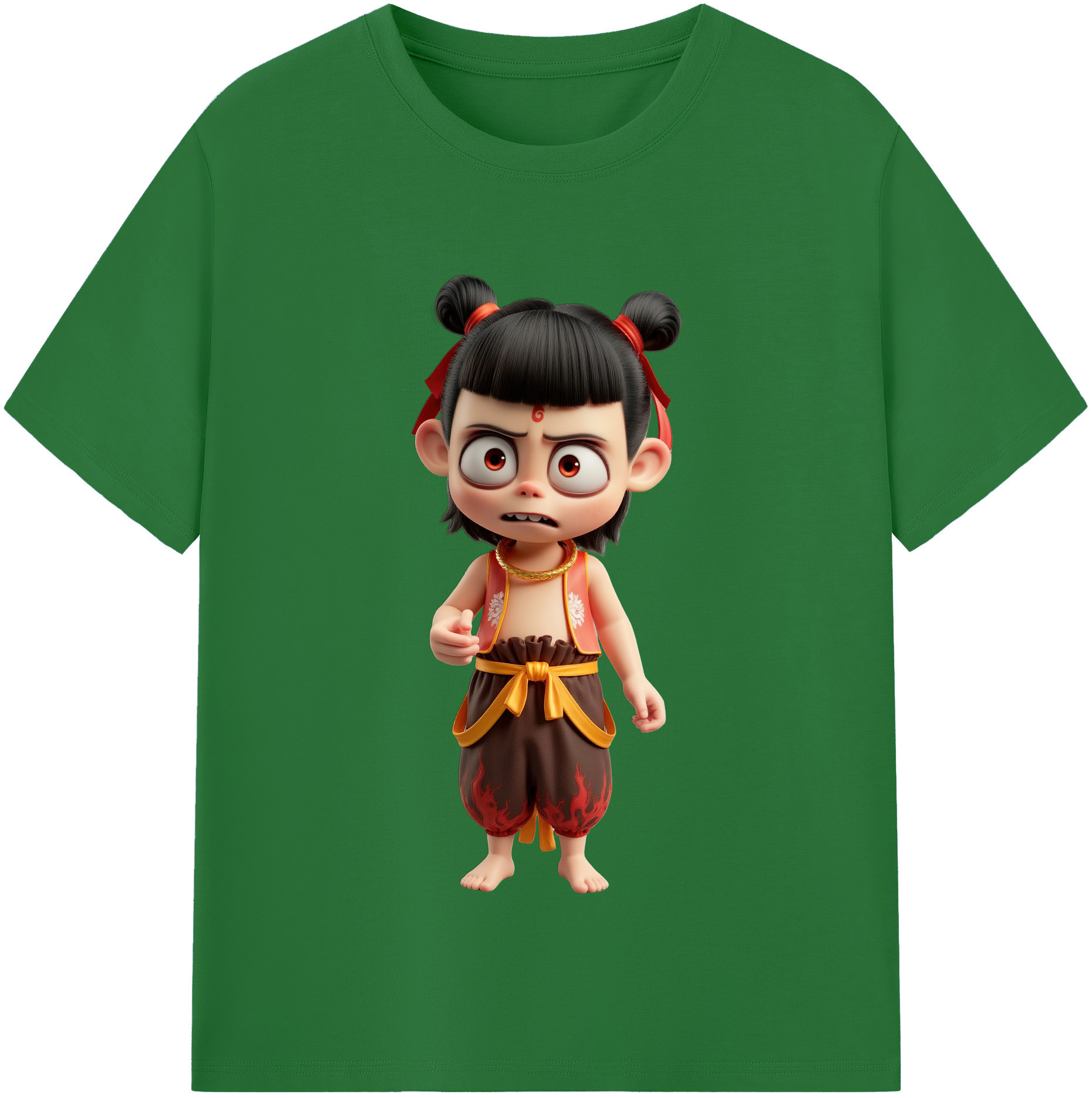 （画像用） Ne Zha 2 ナタ 魔童の大暴れ 綿100％半袖Tシャツ（フロントプリント）