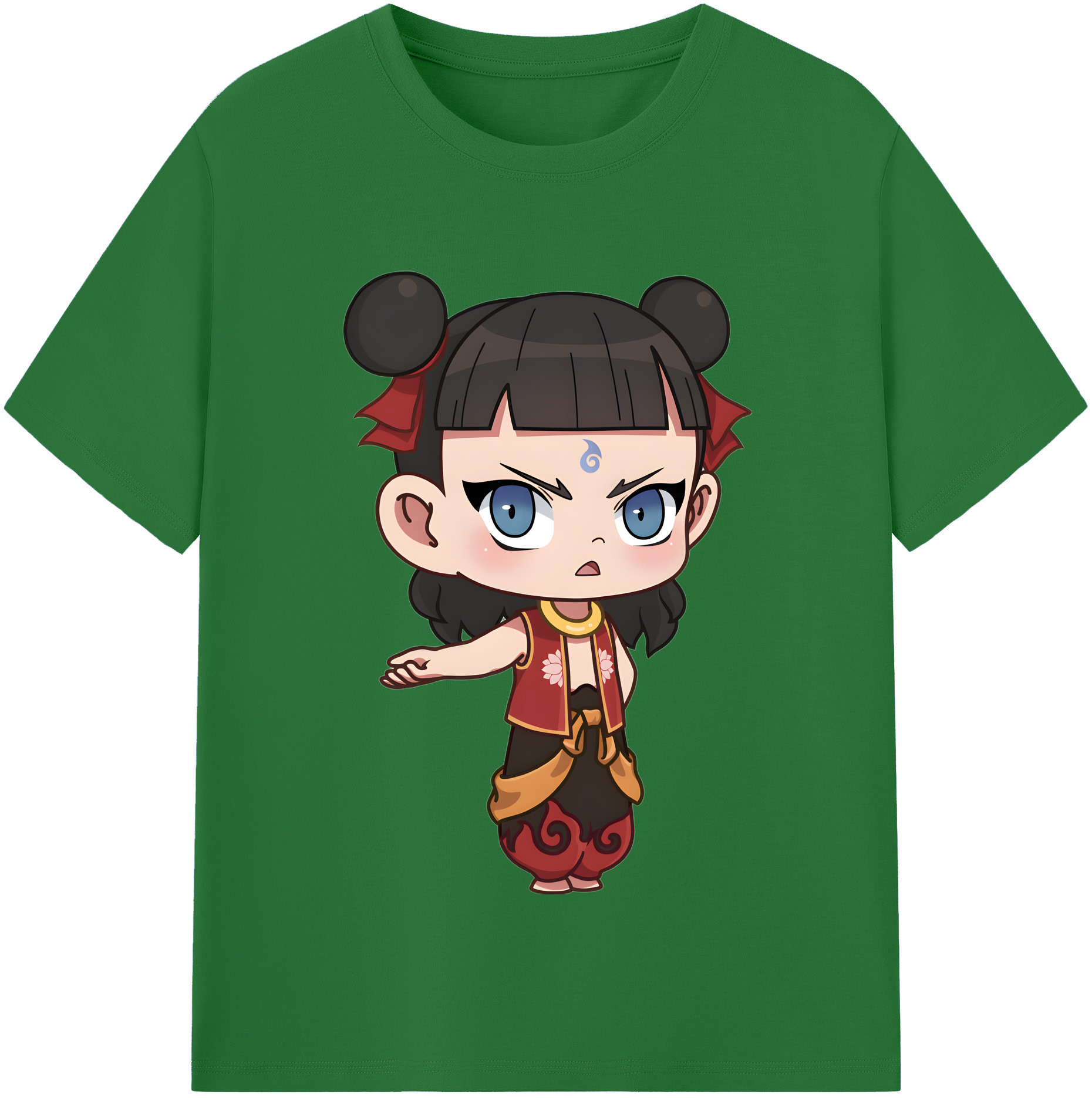 （画像用） Ne Zha 2 ナタ 魔童の大暴れ 綿100％半袖Tシャツ（フロントプリント）