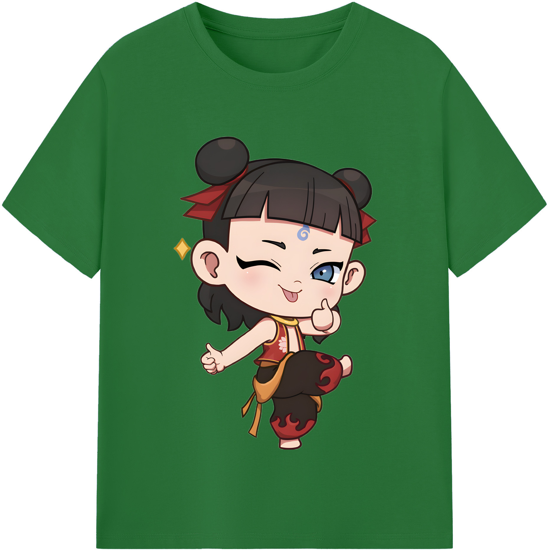 （画像用） Ne Zha 2 ナタ 魔童の大暴れ 綿100％半袖Tシャツ（フロントプリント）