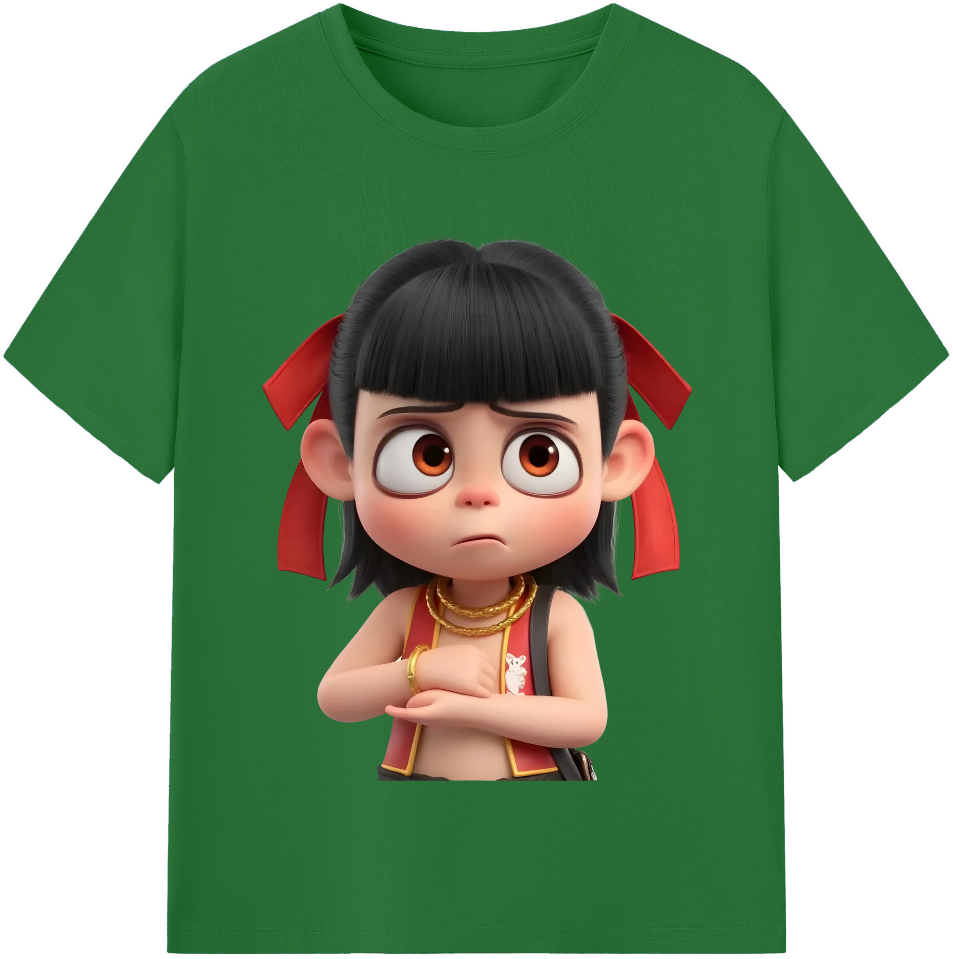 （画像用） Ne Zha 2 ナタ 魔童の大暴れ 綿100％半袖Tシャツ（フロントプリント）