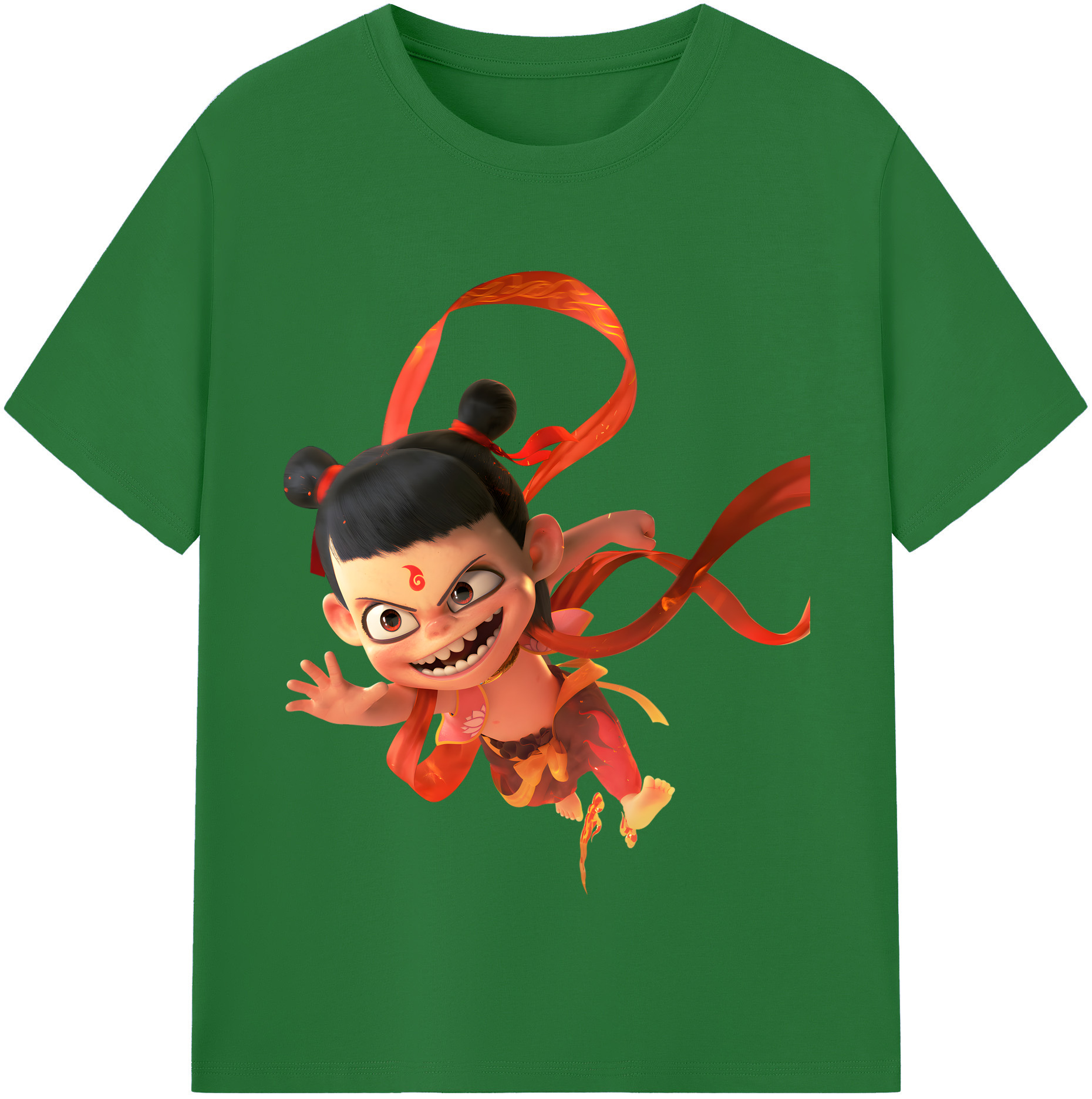（画像用） Ne Zha 2 ナタ 魔童の大暴れ 綿100％半袖Tシャツ（フロントプリント）