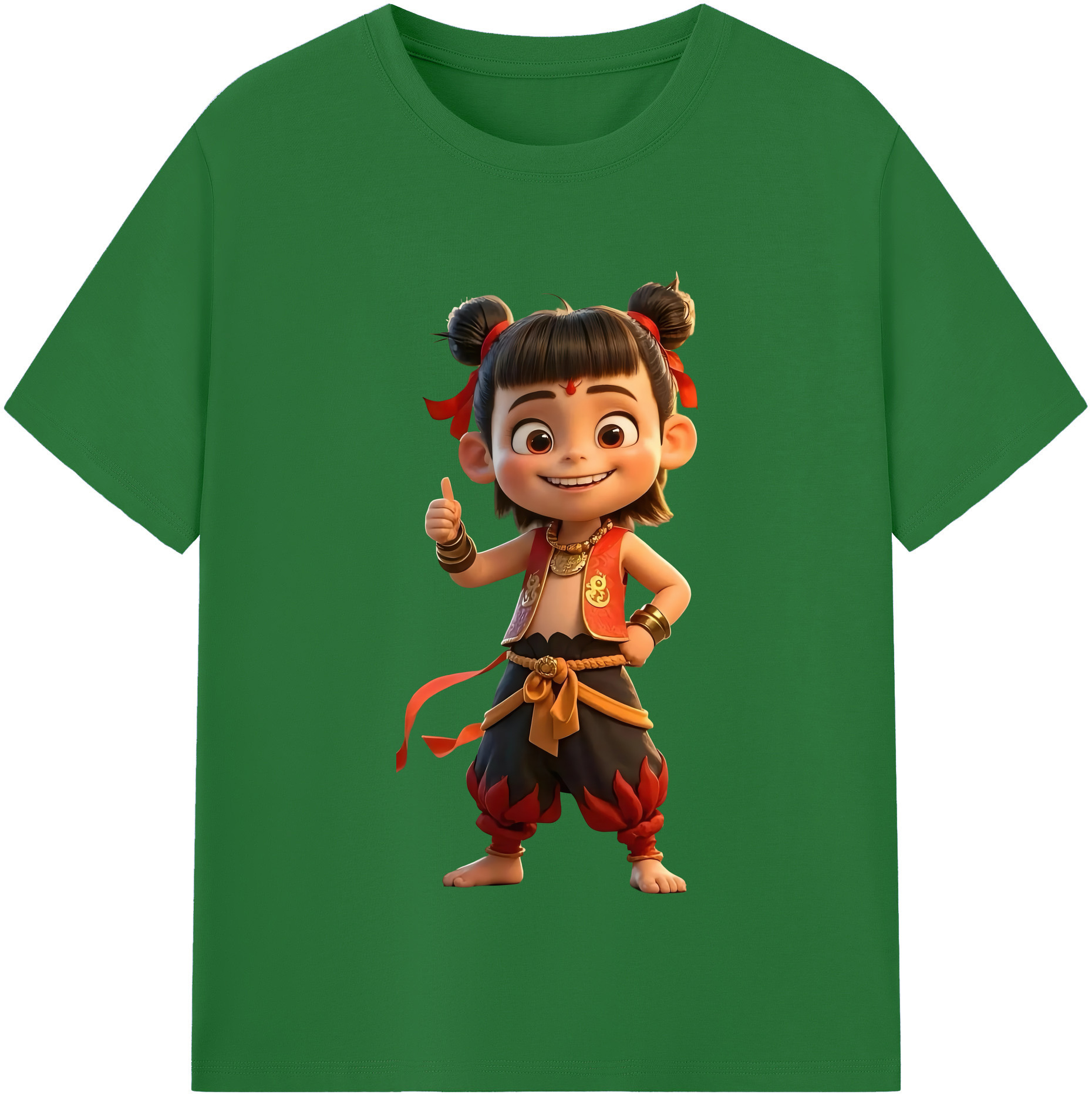 （画像用） Ne Zha 2 ナタ 魔童の大暴れ 綿100％半袖Tシャツ（フロントプリント）