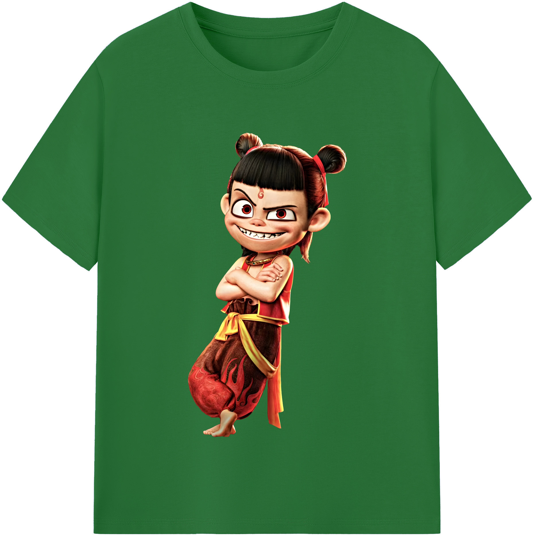 （画像用） Ne Zha 2 ナタ 魔童の大暴れ 綿100％半袖Tシャツ（フロントプリント）