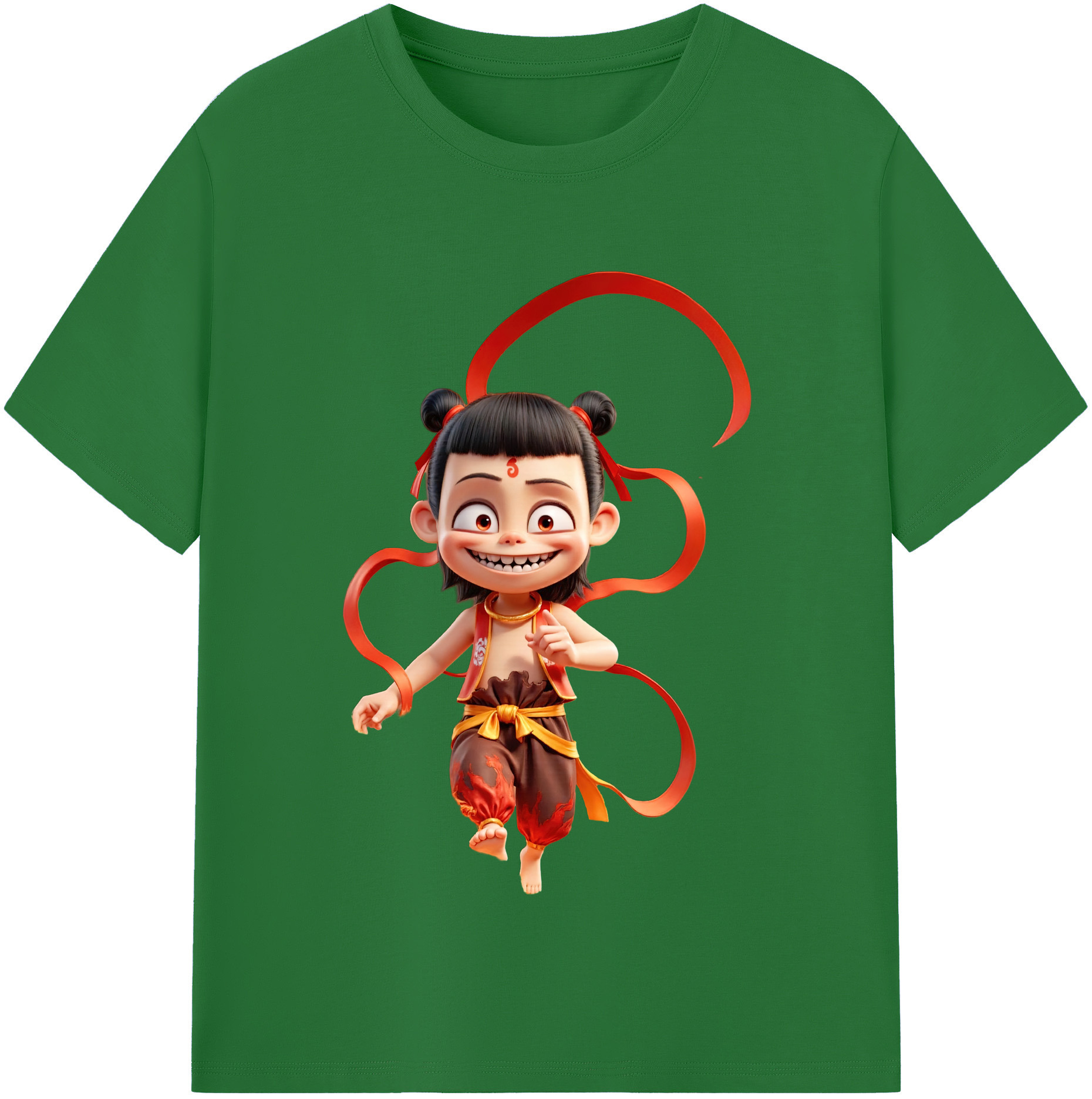 （画像用） Ne Zha 2 ナタ 魔童の大暴れ 綿100％半袖Tシャツ（フロントプリント）