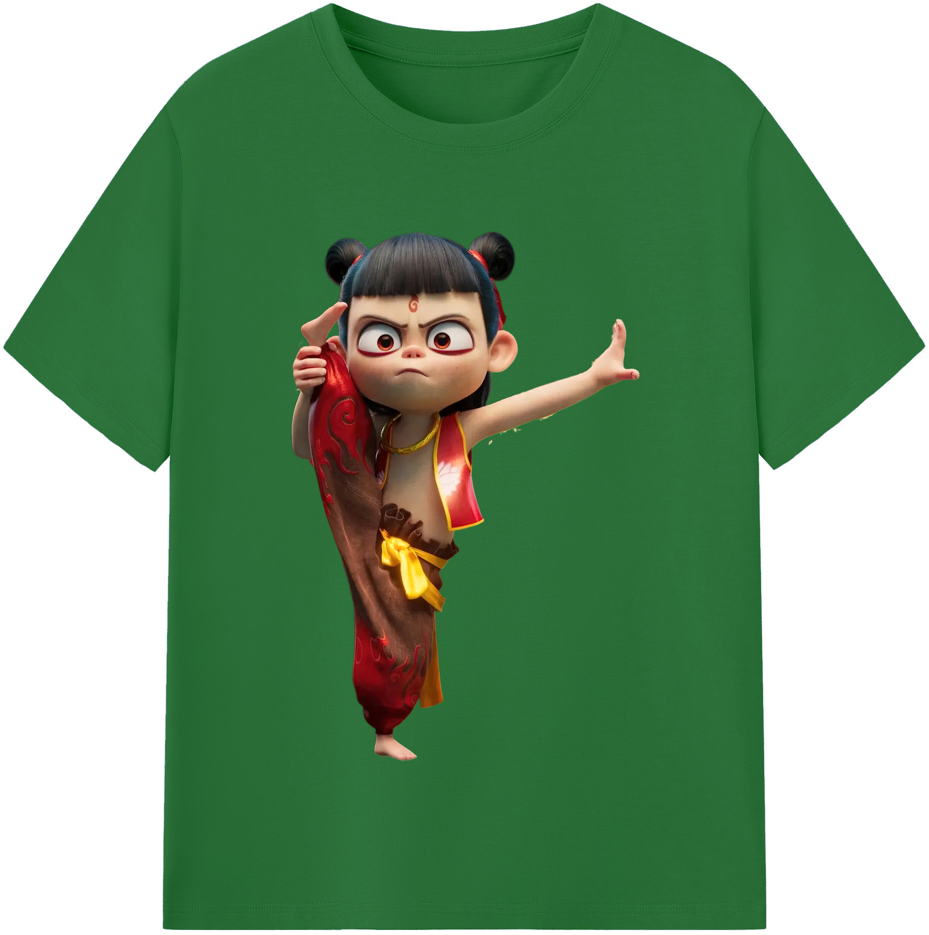 （画像用） Ne Zha 2 ナタ 魔童の大暴れ 綿100％半袖Tシャツ（フロントプリント）