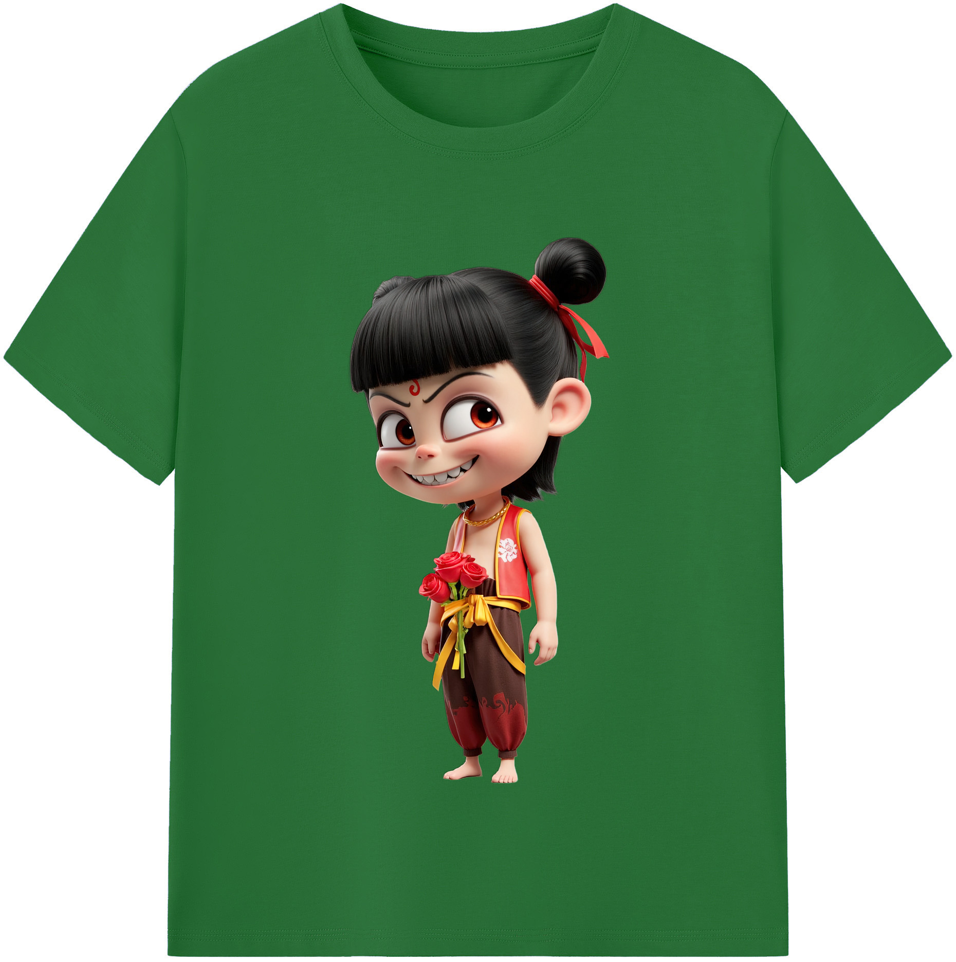 （画像用） Ne Zha 2 ナタ 魔童の大暴れ 綿100％半袖Tシャツ（フロントプリント）