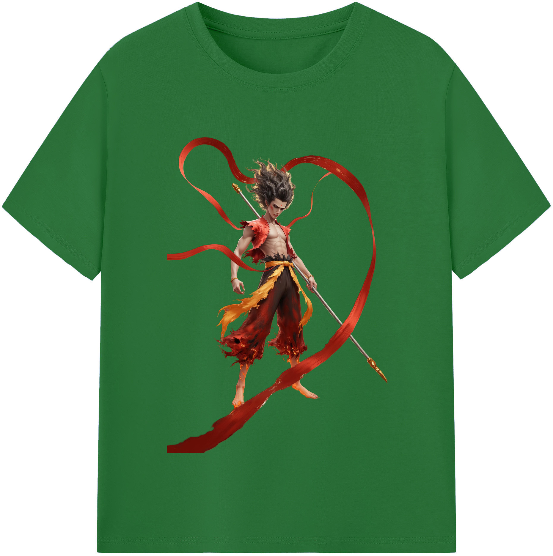 （画像用） Ne Zha 2 ナタ 魔童の大暴れ 綿100％半袖Tシャツ（フロントプリント）