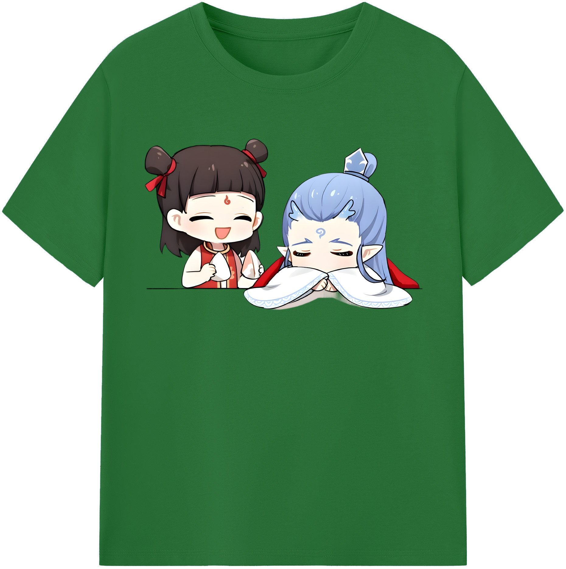 （画像用） Ne Zha 2 ナタ 魔童の大暴れ 綿100％半袖Tシャツ（フロントプリント）