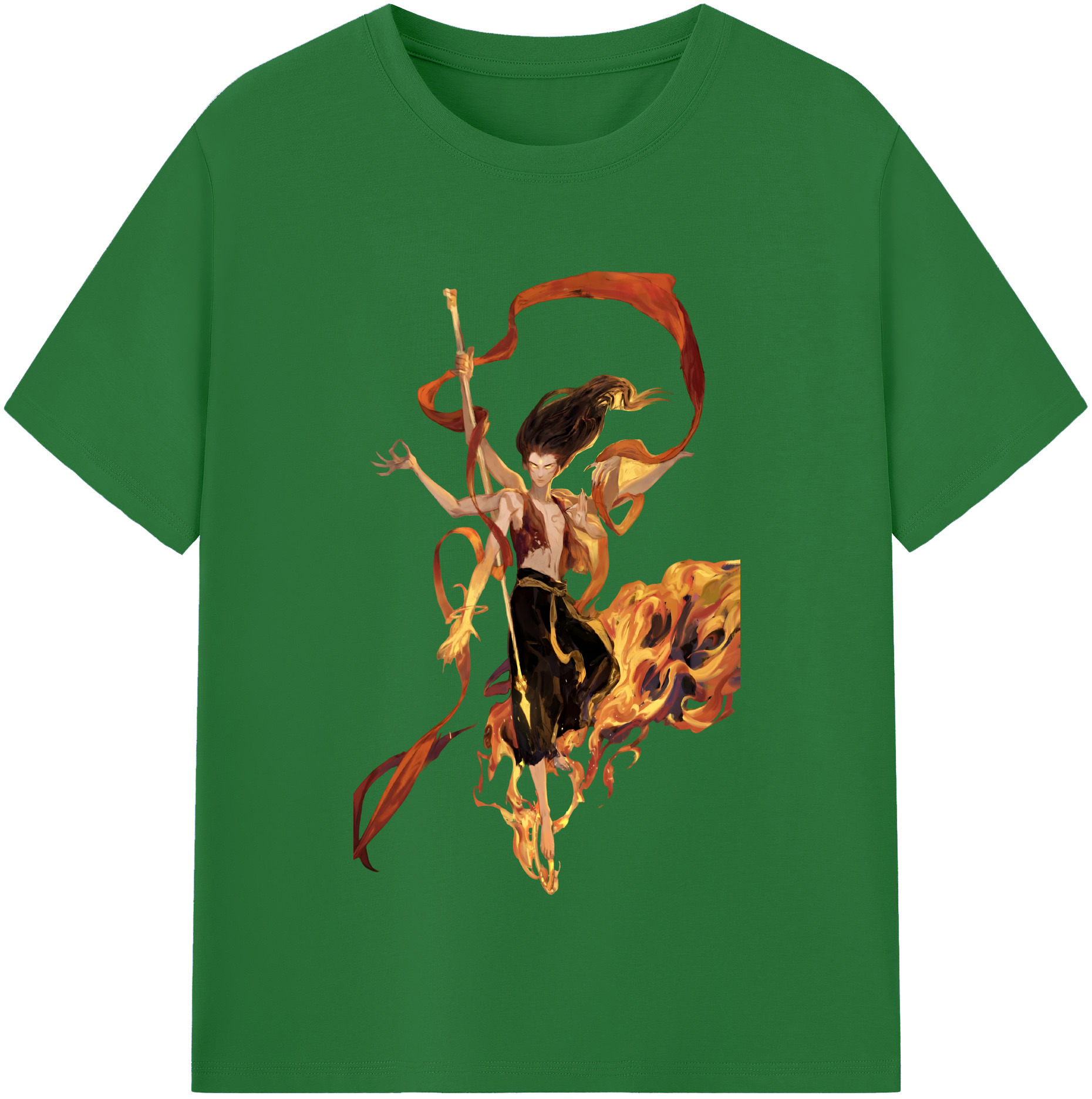 （画像用） Ne Zha 2 ナタ 魔童の大暴れ 綿100％半袖Tシャツ（フロントプリント）