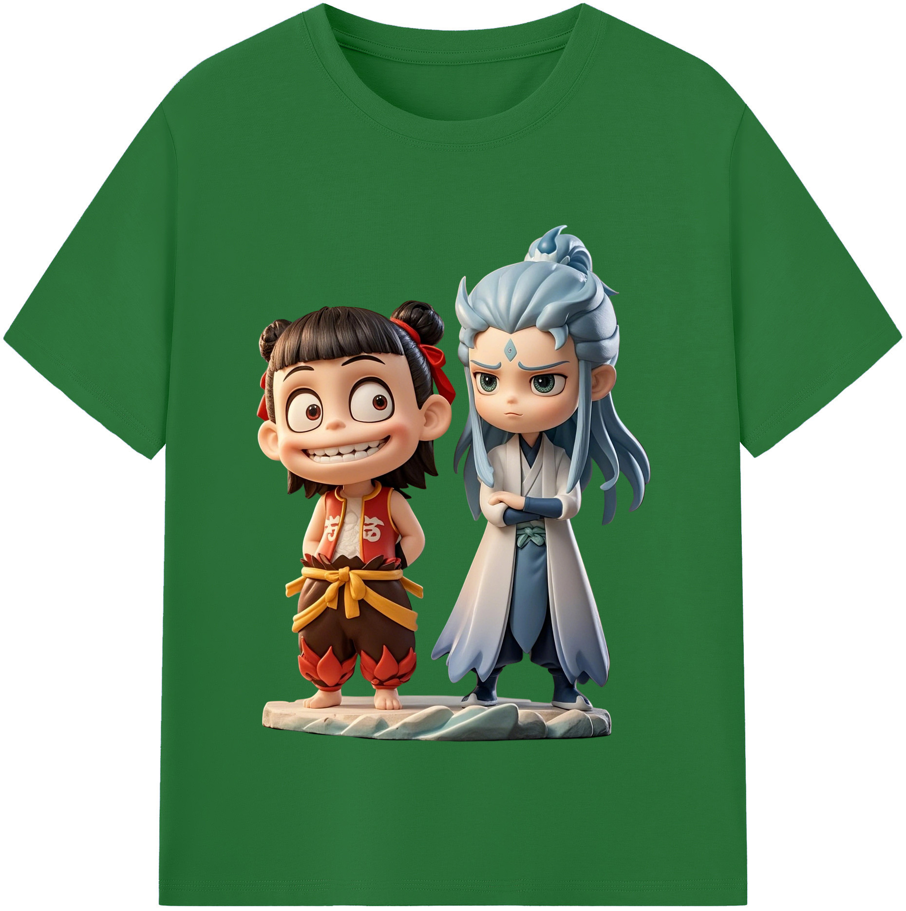 （画像用） Ne Zha 2 ナタ 魔童の大暴れ 綿100％半袖Tシャツ（フロントプリント）