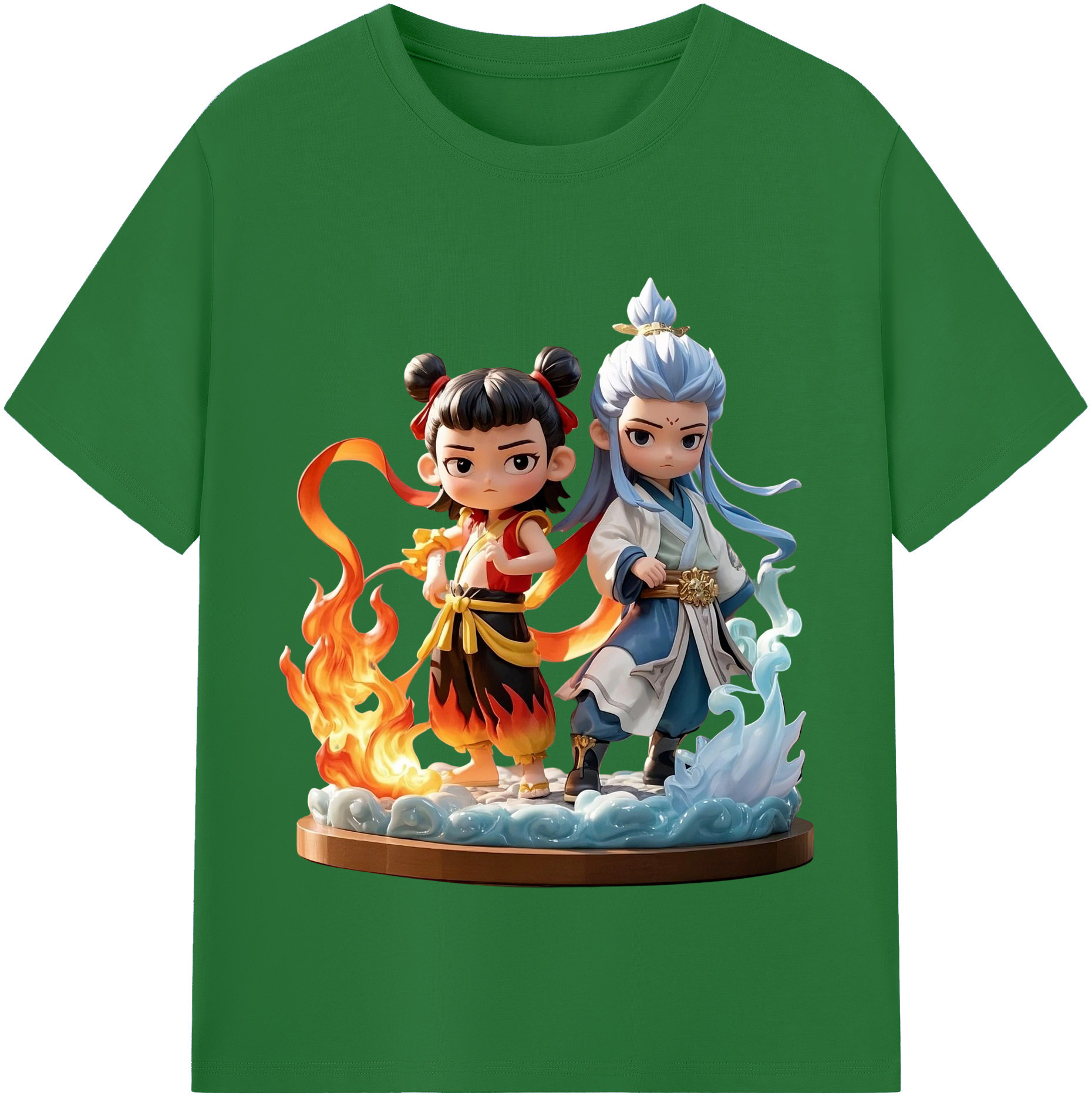 （画像用） Ne Zha 2 ナタ 魔童の大暴れ 綿100％半袖Tシャツ（フロントプリント）