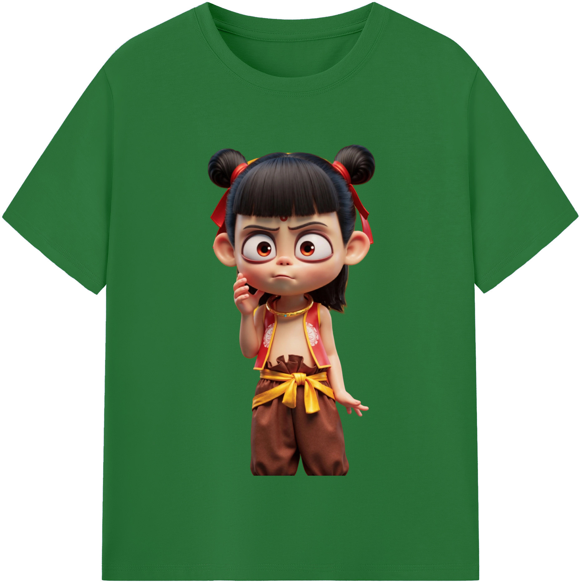 （画像用） Ne Zha 2 ナタ 魔童の大暴れ 綿100％半袖Tシャツ（フロントプリント）