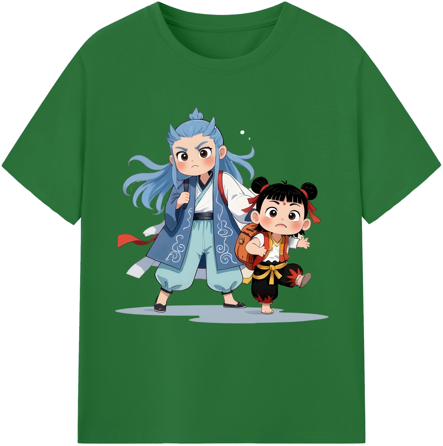 （画像用） Ne Zha 2 ナタ 魔童の大暴れ 綿100％半袖Tシャツ（フロントプリント）