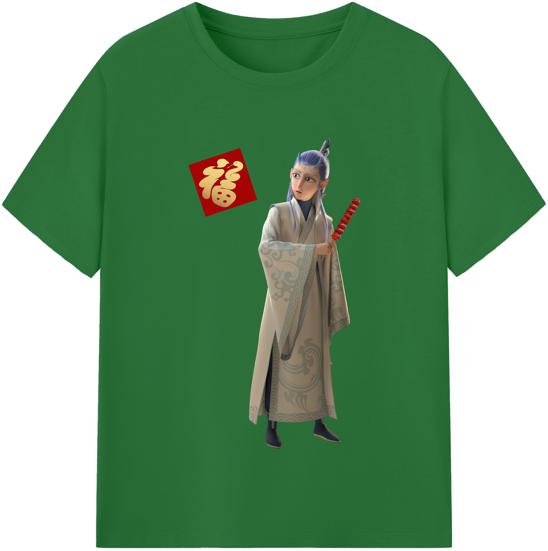 （画像用） Ne Zha 2 ナタ 魔童の大暴れ 綿100％半袖Tシャツ（フロントプリント）