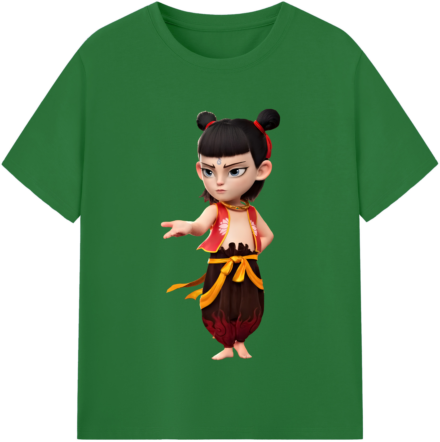 （画像用） Ne Zha 2 ナタ 魔童の大暴れ 綿100％半袖Tシャツ（フロントプリント）