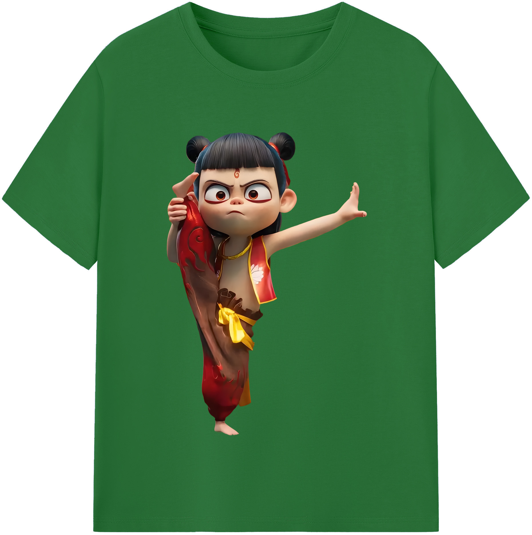 （画像用） Ne Zha 2 ナタ 魔童の大暴れ 綿100％半袖Tシャツ（フロントプリント）