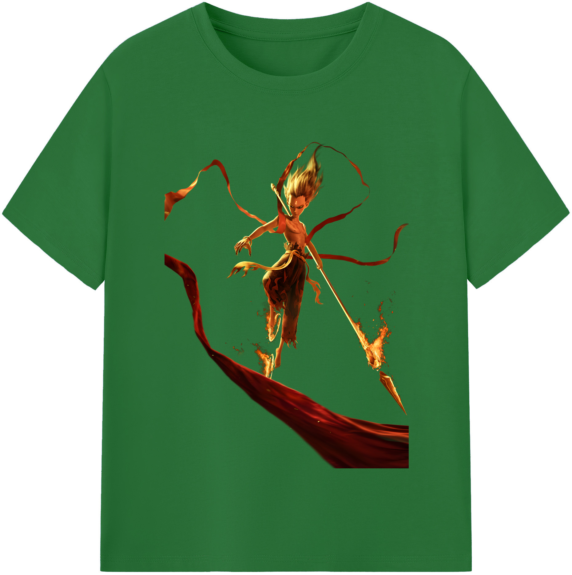 （画像用） Ne Zha 2 ナタ 魔童の大暴れ 綿100％半袖Tシャツ（フロントプリント）