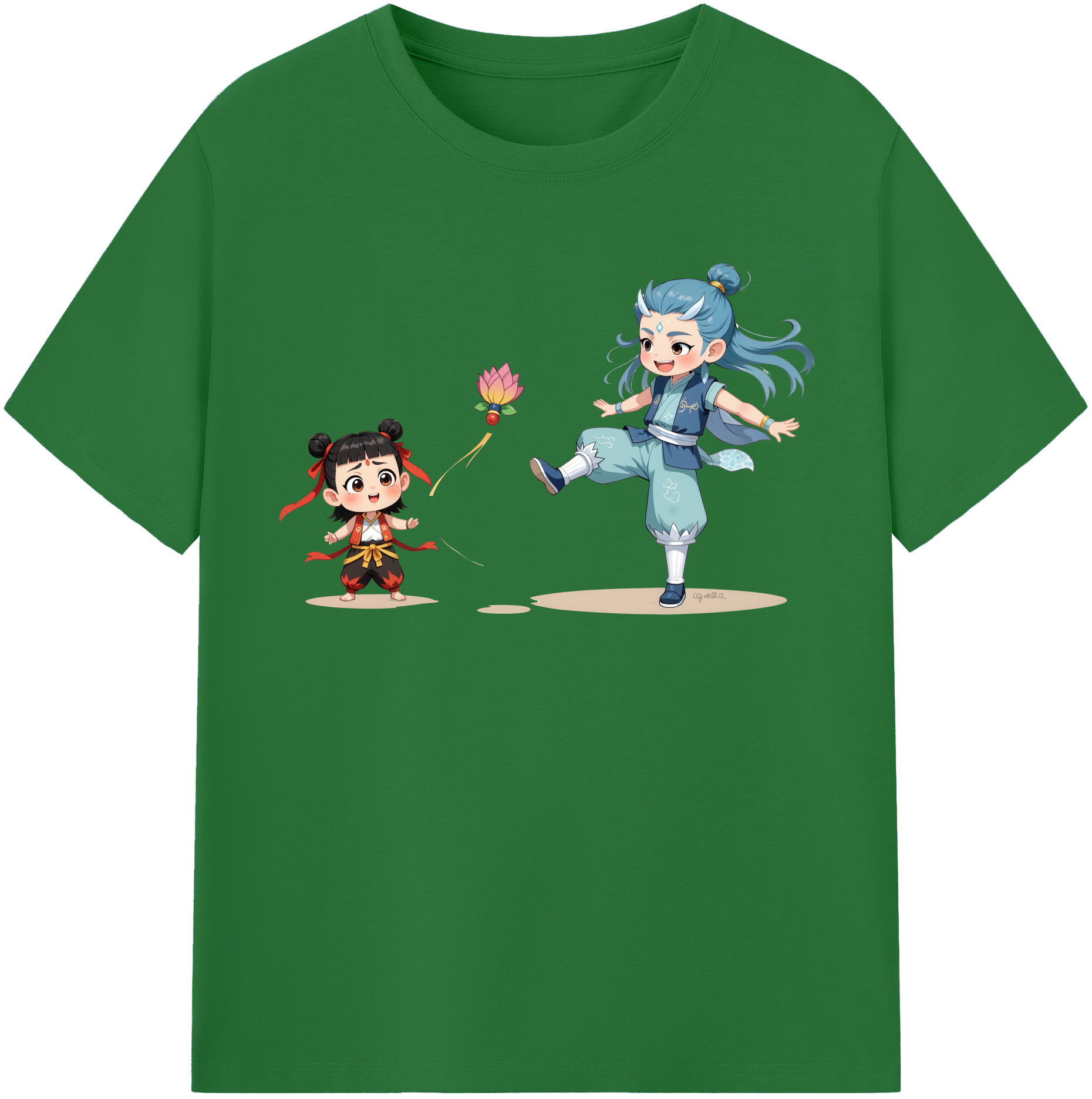 （画像用） Ne Zha 2 ナタ 魔童の大暴れ 綿100％半袖Tシャツ（フロントプリント）