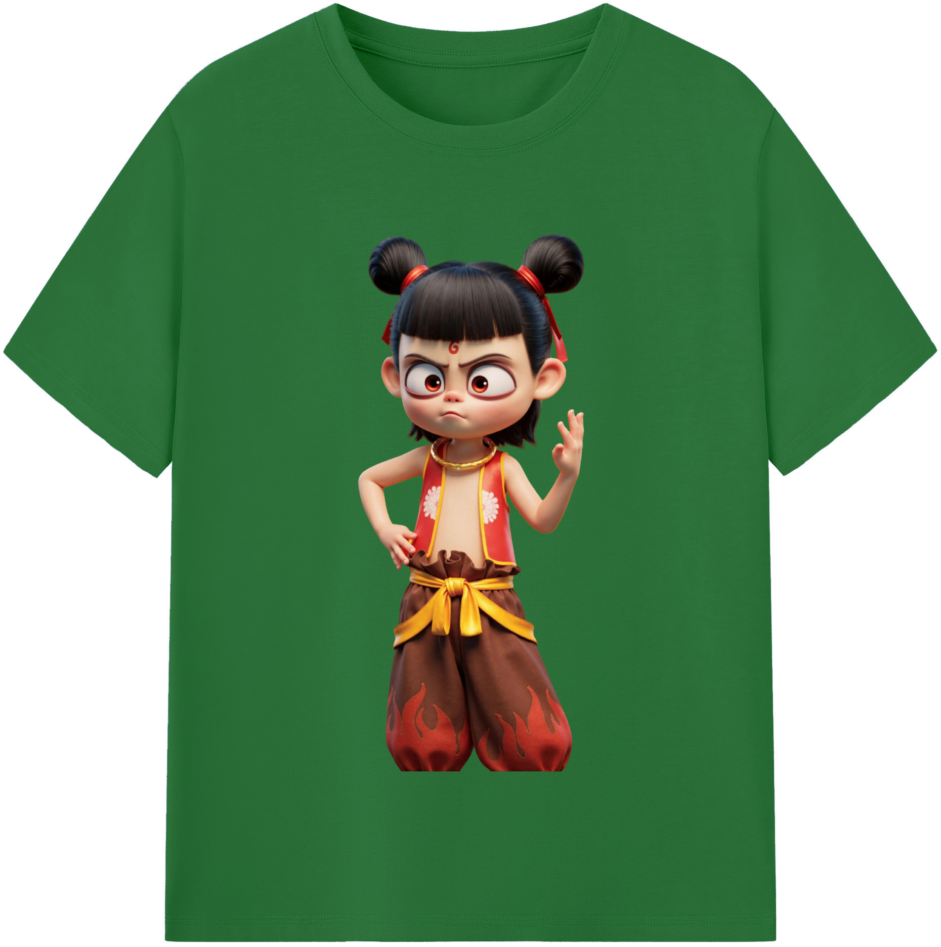 （画像用） Ne Zha 2 ナタ 魔童の大暴れ 綿100％半袖Tシャツ（フロントプリント）