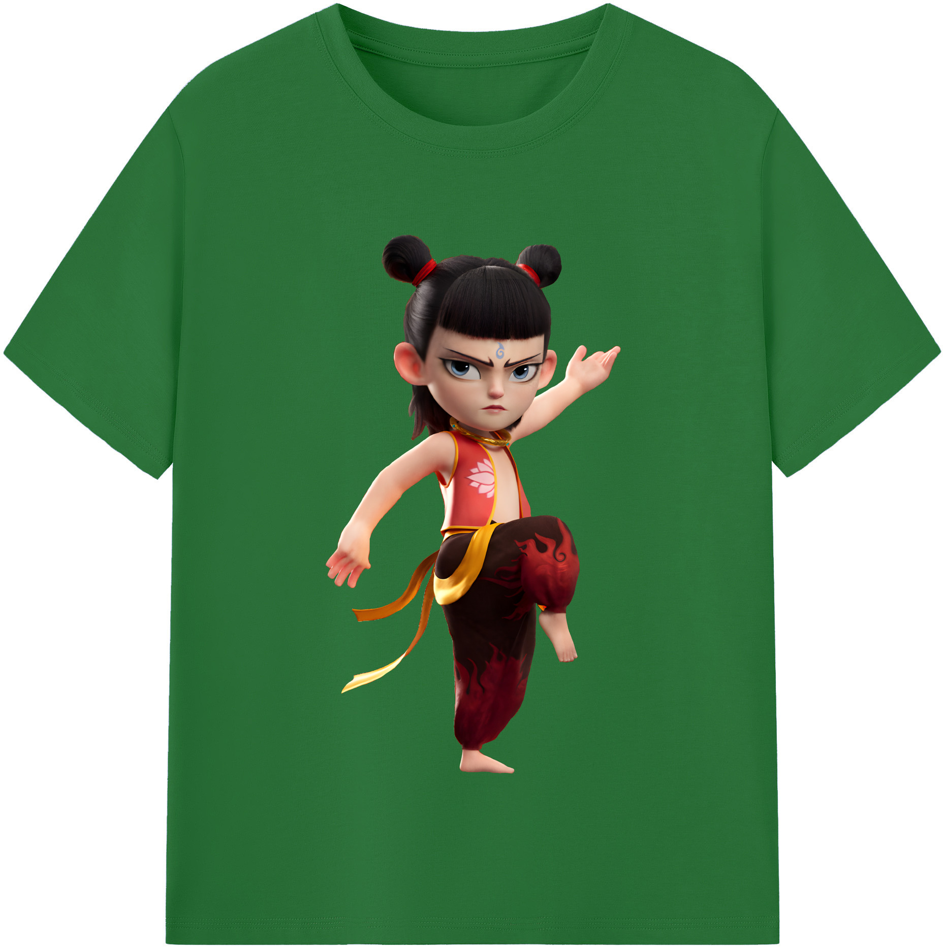 （画像用） Ne Zha 2 ナタ 魔童の大暴れ 綿100％半袖Tシャツ（フロントプリント）