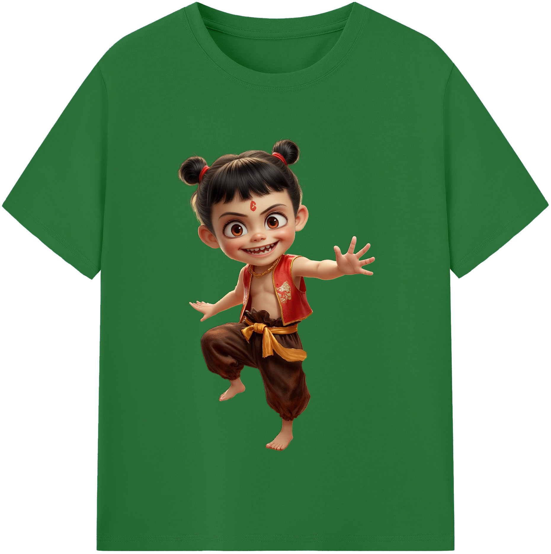 （画像用） Ne Zha 2 ナタ 魔童の大暴れ 綿100％半袖Tシャツ（フロントプリント）