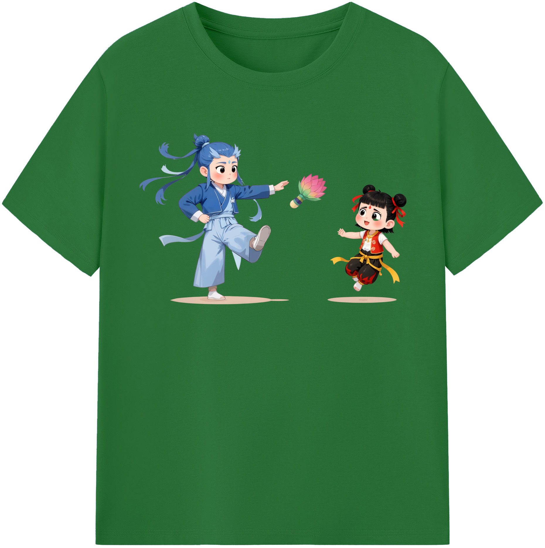 （画像用） Ne Zha 2 ナタ 魔童の大暴れ 綿100％半袖Tシャツ（フロントプリント）