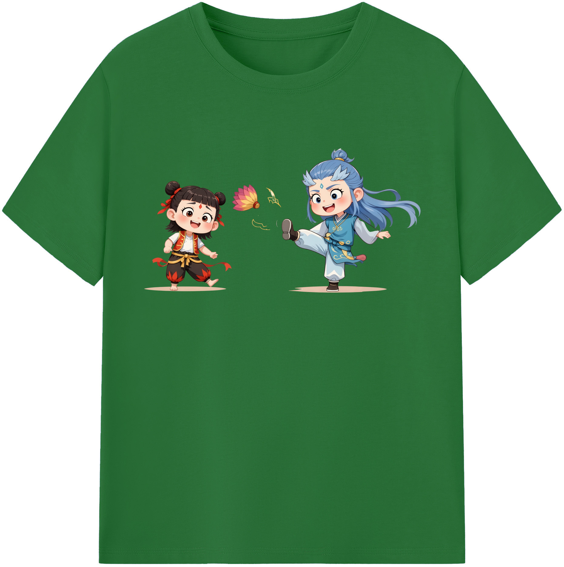 （画像用） Ne Zha 2 ナタ 魔童の大暴れ 綿100％半袖Tシャツ（フロントプリント）