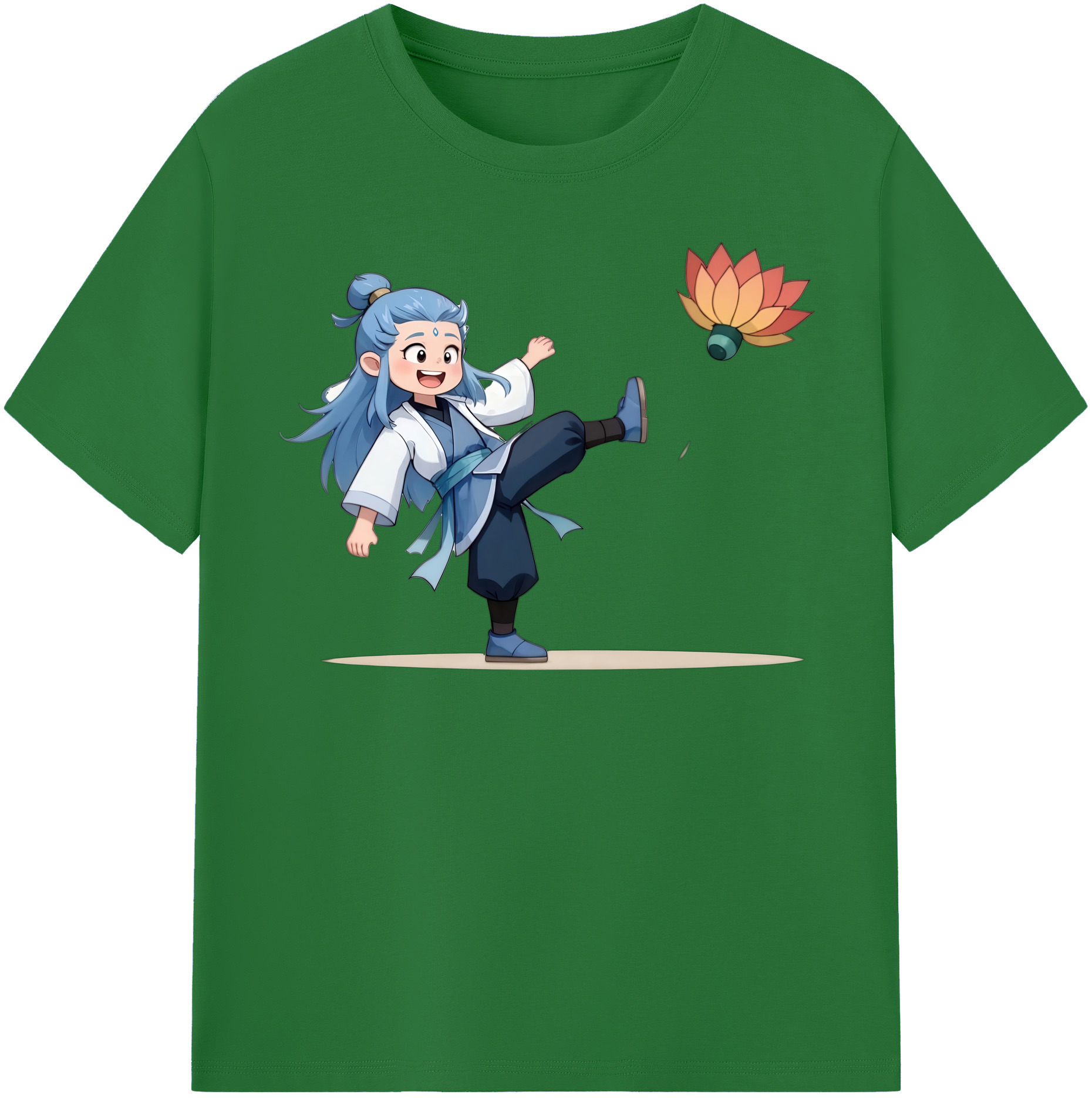 （画像用） Ne Zha 2 ナタ 魔童の大暴れ 綿100％半袖Tシャツ（フロントプリント）